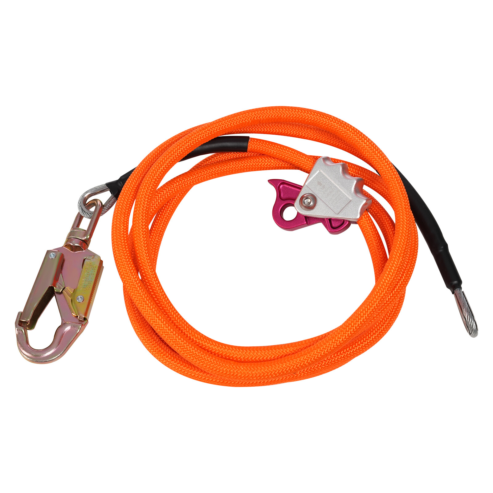Climbing Lanyard Steel Wire Core Flipline Kit Outdoor Safety Rope 5/8in*12ft