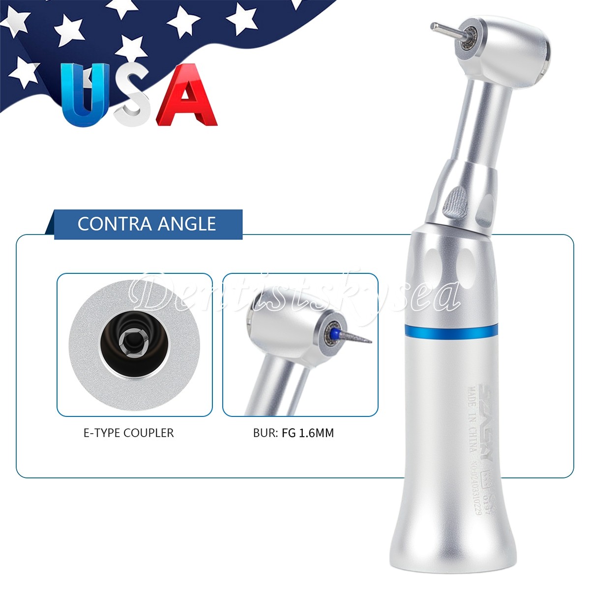 Dental Low Speed Handpiece Push Button Fit FG 1.6mm Burs Contra Angle