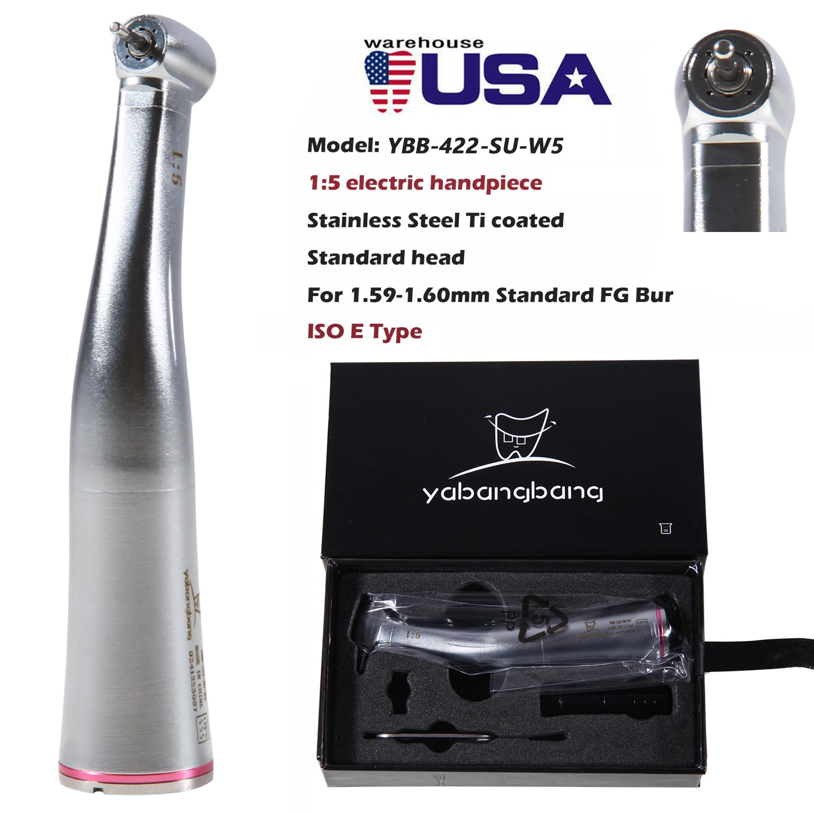 Yabangbang Dental 1:5 Increasing Contra Angle Handpiece for NSK E-type Motor