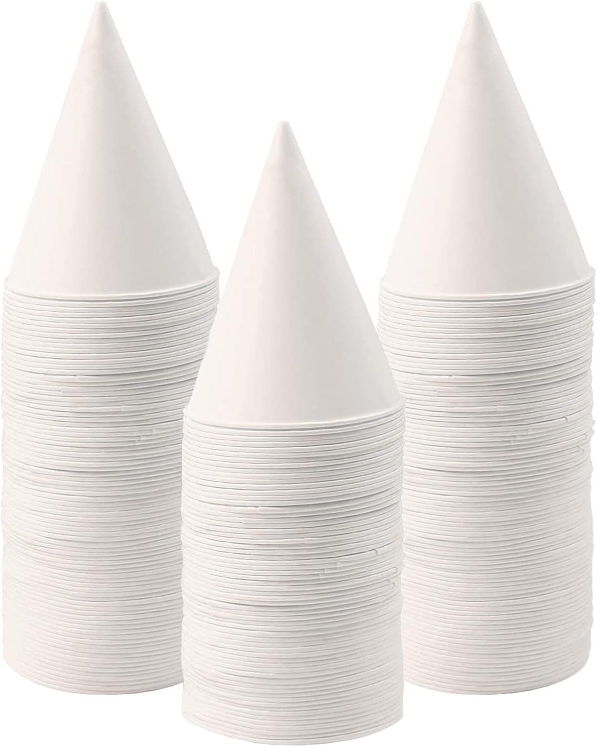 6 Oz Snow Cone Cups, 100Pc White Paper Cone Cups Wax Coated Leakproof Cone Paper
