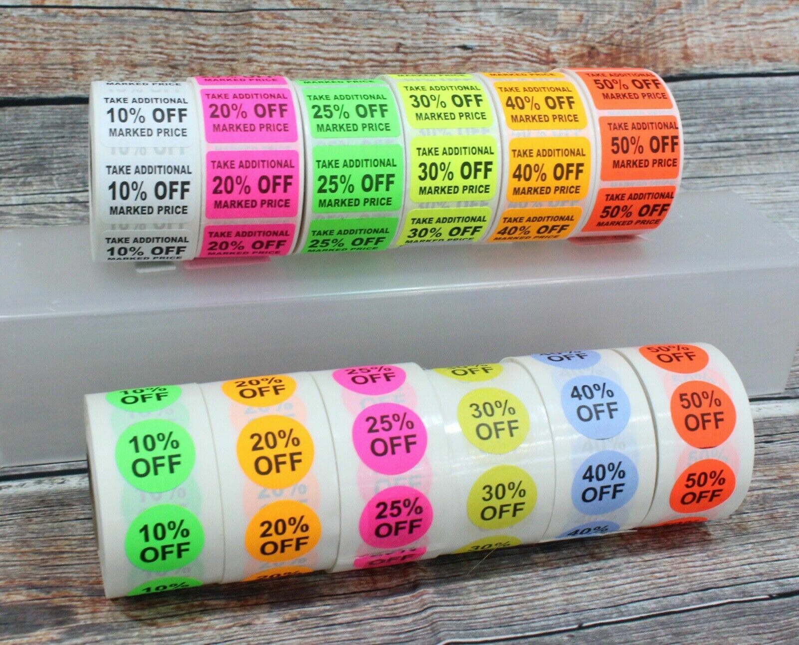 Percent Off Adhesive Sale Markdown Labels % OFF Stickers 500 Label/Roll 10 to 50