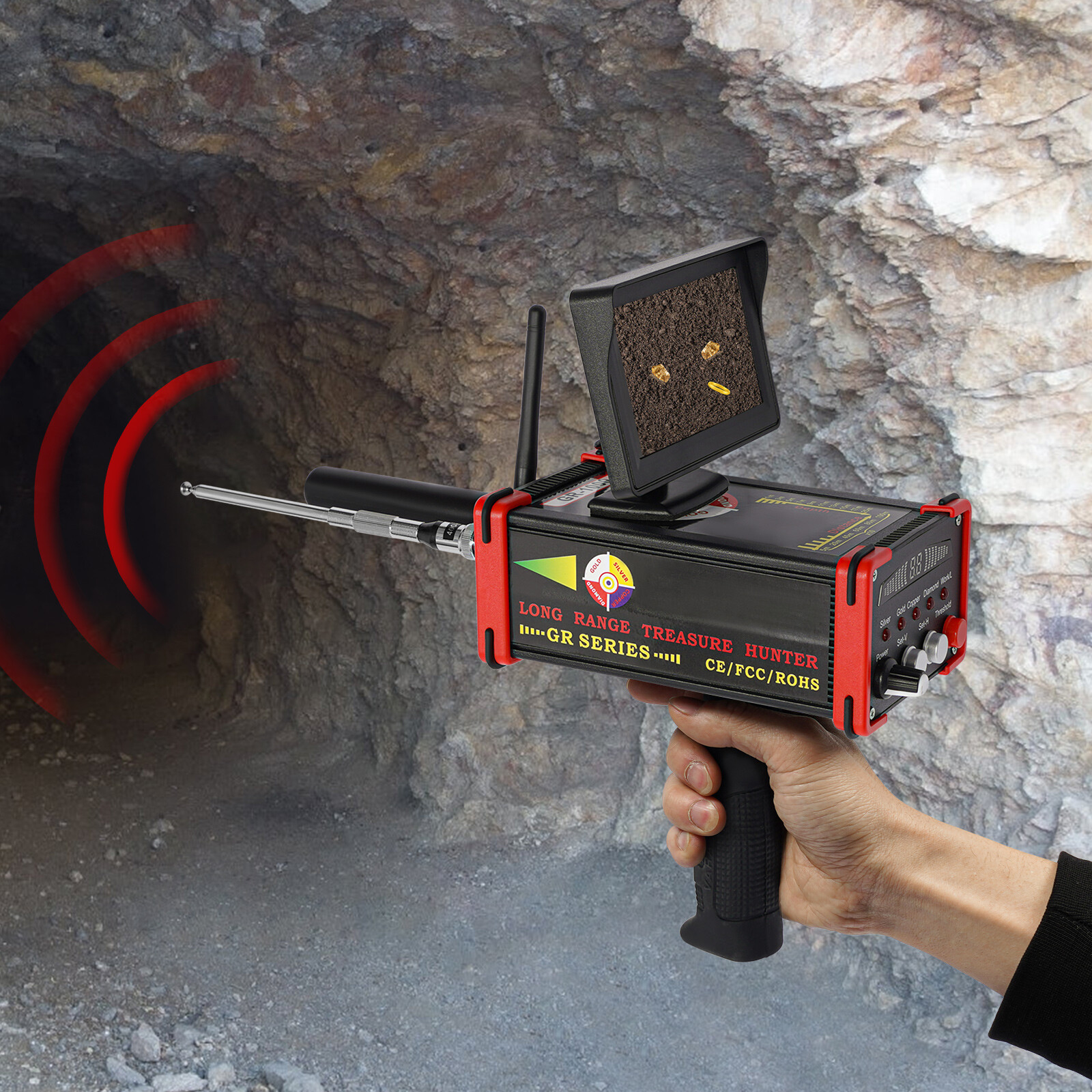 Long Range Metal Detector HandHeld Gold Detector 1000M w/ LED Screen & Chargers