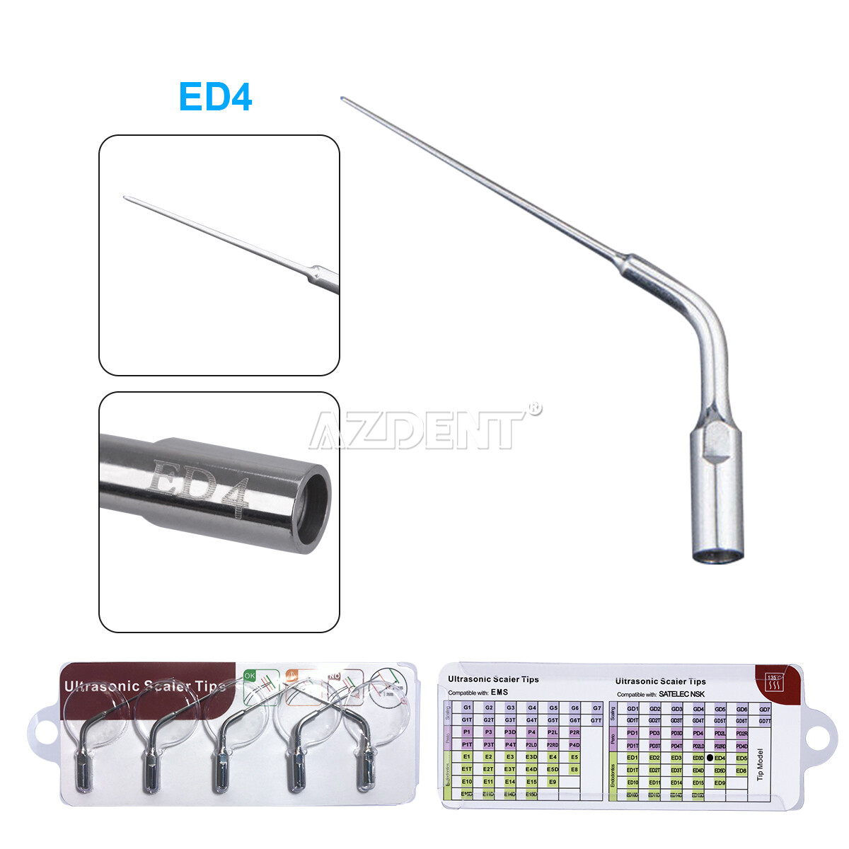 19 Type Dental Ultrasonic Scaler Scaling Endo Perio Tips Fit for NSK SATELEC DTE