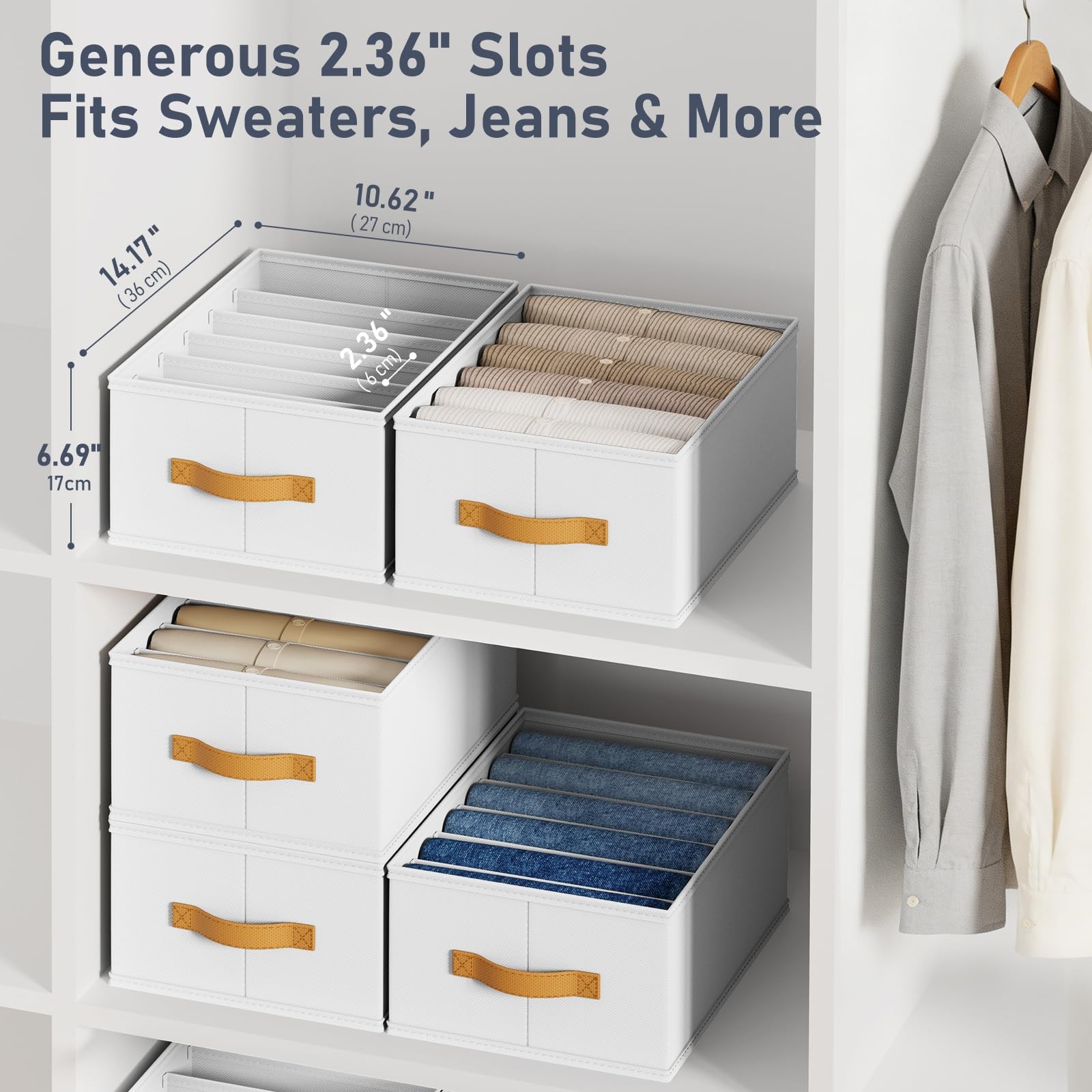 Dimj Wardrobe Clothes Organizer – Foldable Closet Drawer Organizer Dividers For