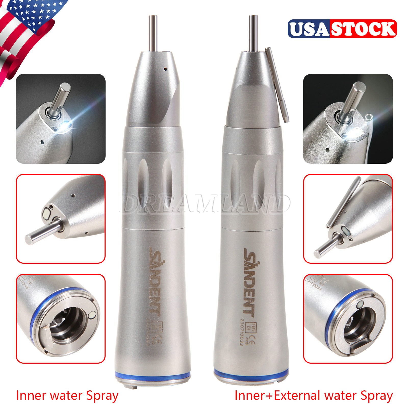 Dental 1:1 Fiber Optic Surgical Straight Nose Cone Low Speed Handpiece USA