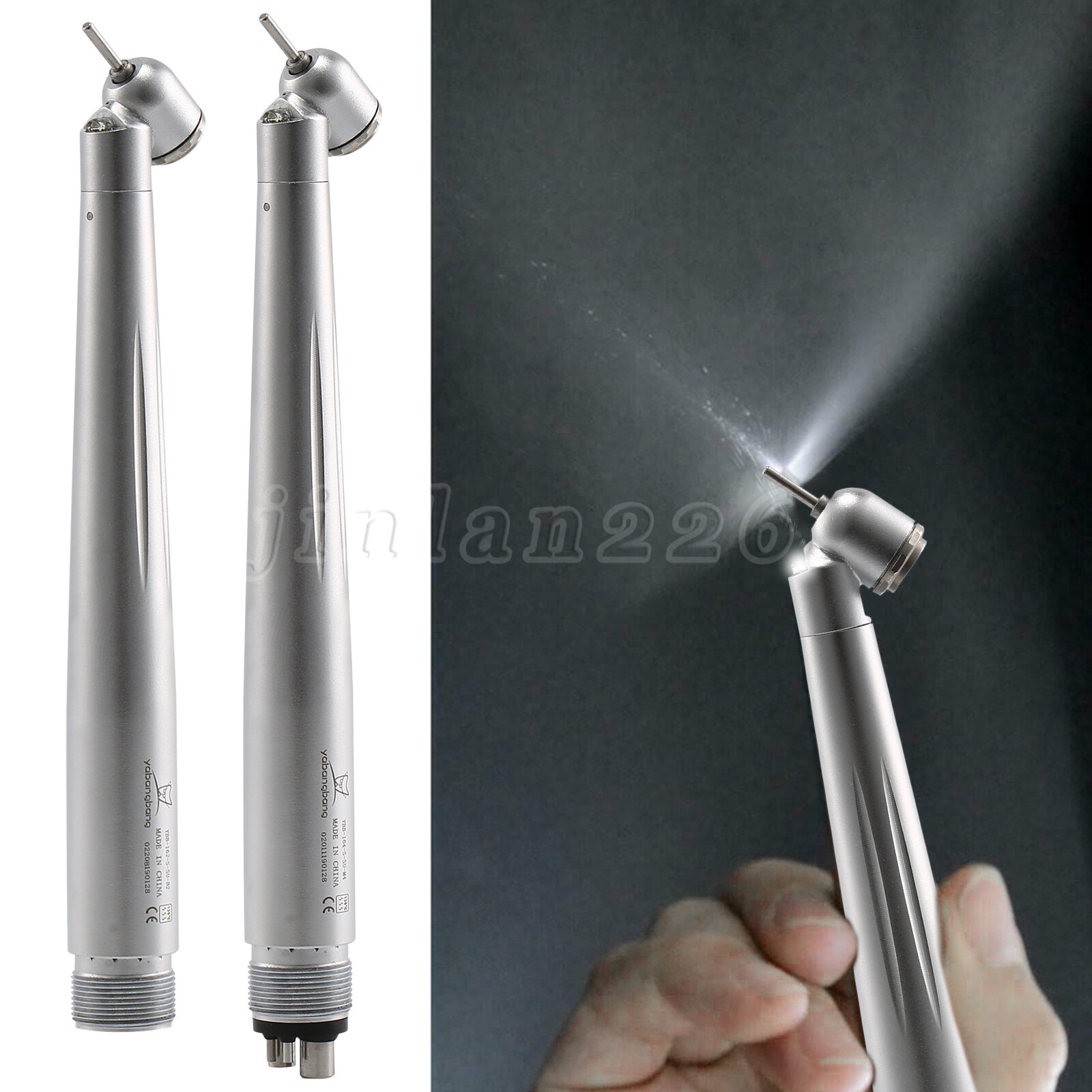 Dental 45° LED High Speed Handpiece 2/4Holes /White Stone/Silicone Polishing Bur