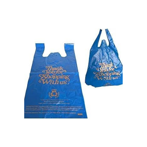 12×6.5×22 Inches Blue Plastic Shopping Bags for Grocery Takeout Retail 640 Pcs