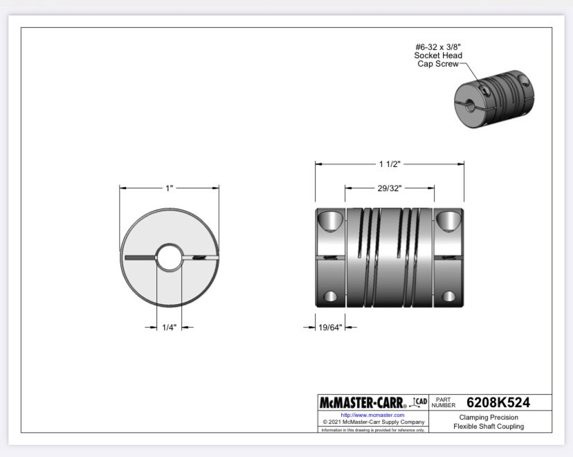 Lot Of 4 1/4″ x 1/4″ Flexible Shaft Coupling Ballscrew Clamp Style Coupler