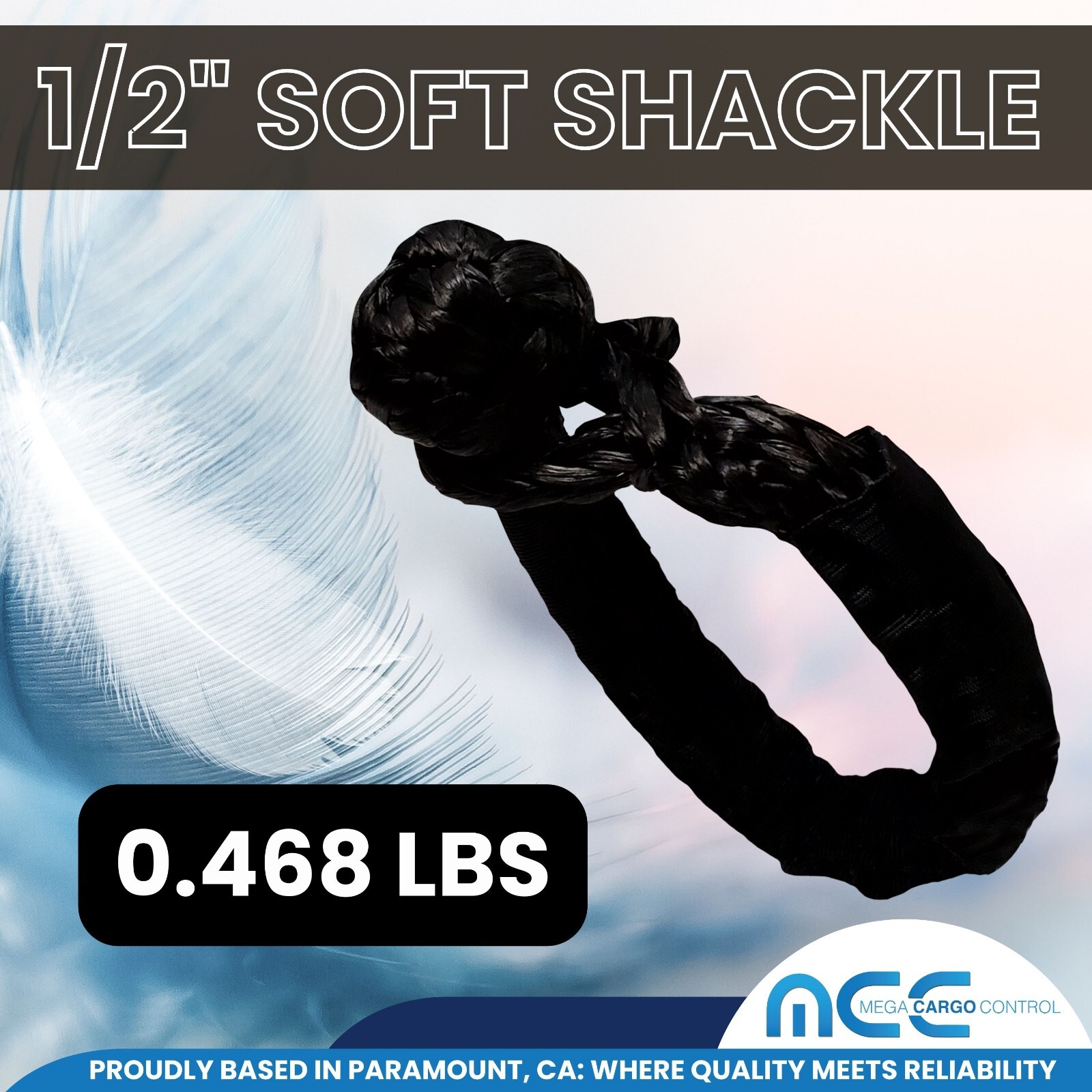 2 PC 1/2” x 22” Synthetic Soft Shackle Tow Rope Recovery Strap 37,400LBS