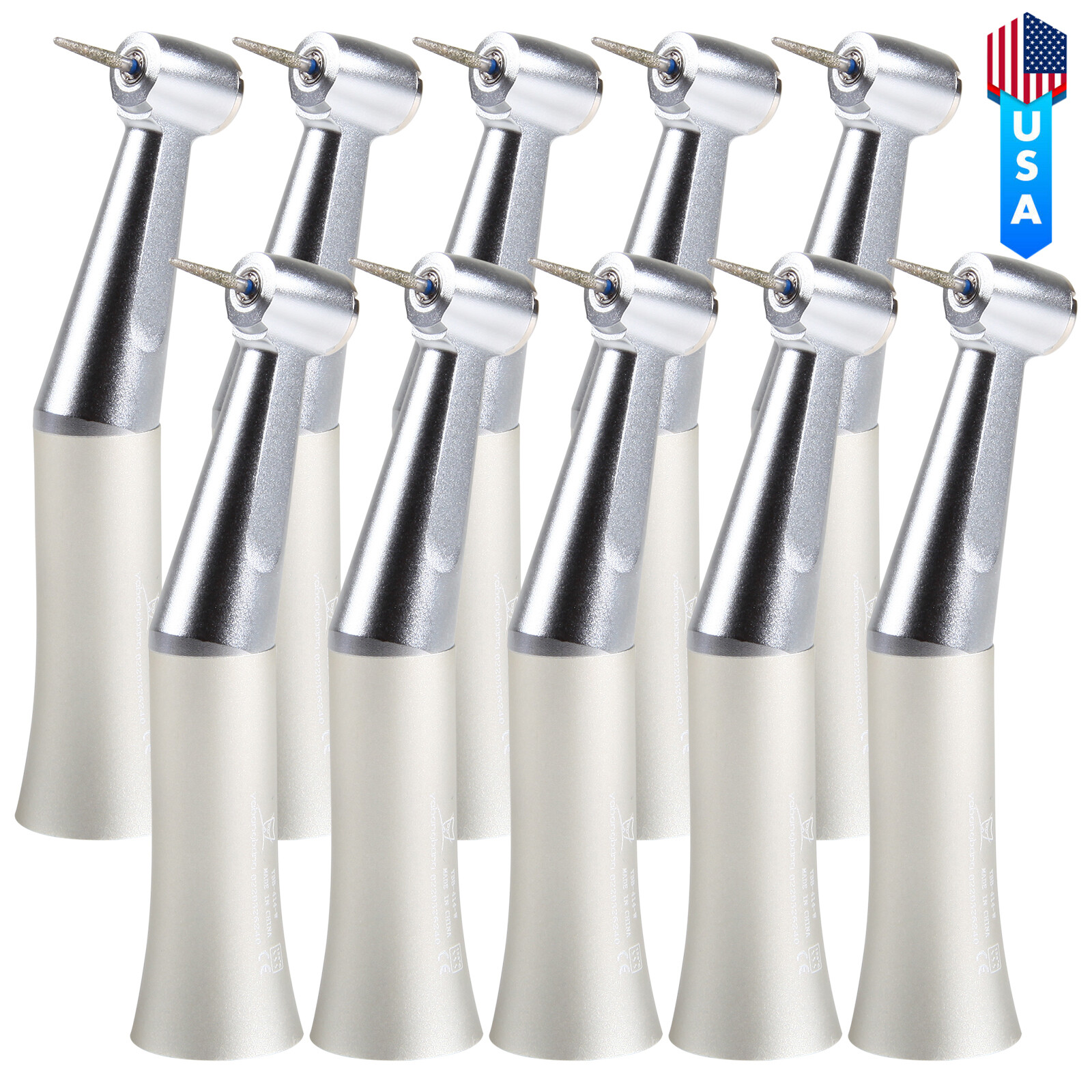 10*NSK Style Dental Slow Low Speed Push Contra Angle Handpiece Fit FG 1.6mm Burs