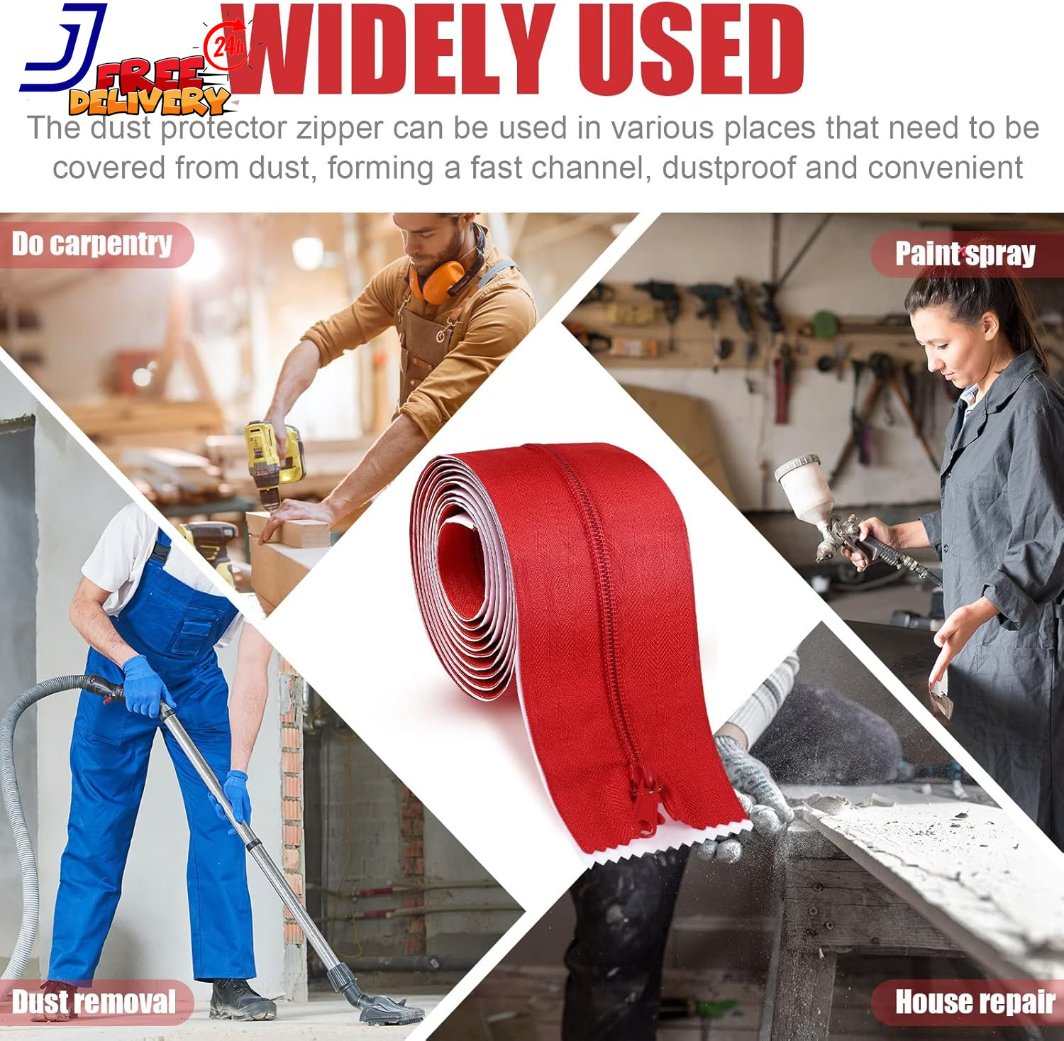 36 Rolls Heavy Duty Zipper for Dust Barriers Zipper Door 7 ft x 3 Inches zipper