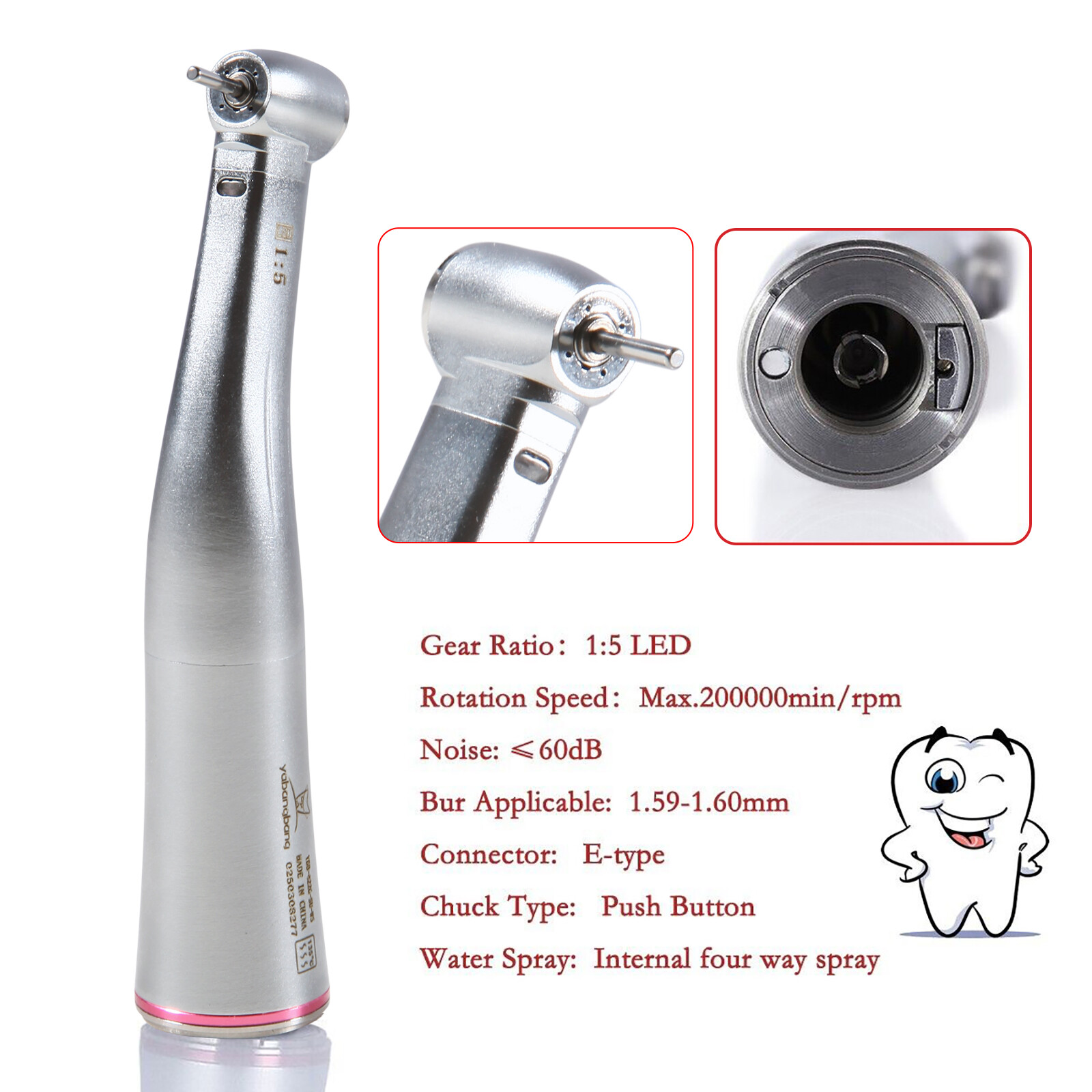 Ti-MAX X95L Dental 1:5 Fiber Optic Contra Angle Low Speed Handpiece For NSK S