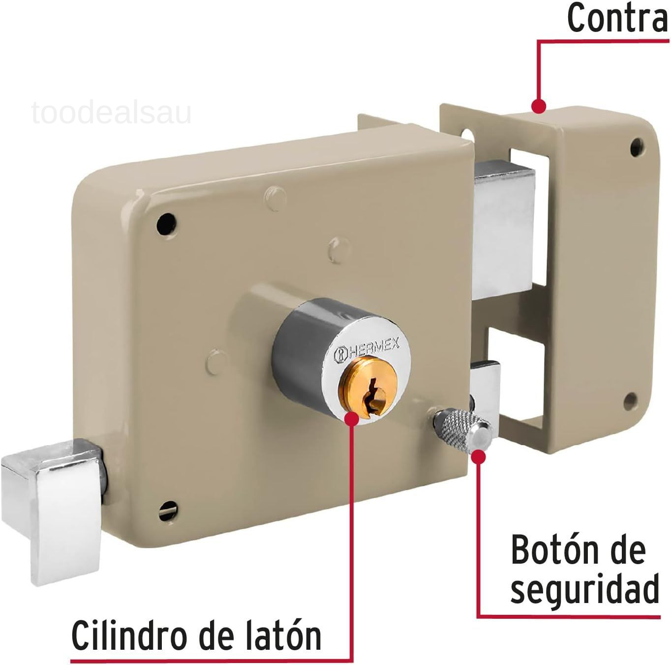 Truper 43583 / CS-70DB – Right Rim, Deadbolt Rim Door Lock Set, Standard Gray