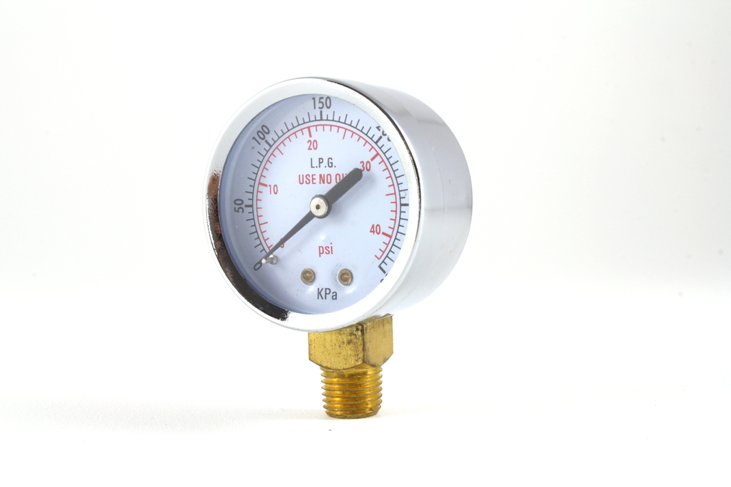 Low Pressure Gauge for Propane Regulator 0-40 psi – 2 inches – 1/4″ NPT