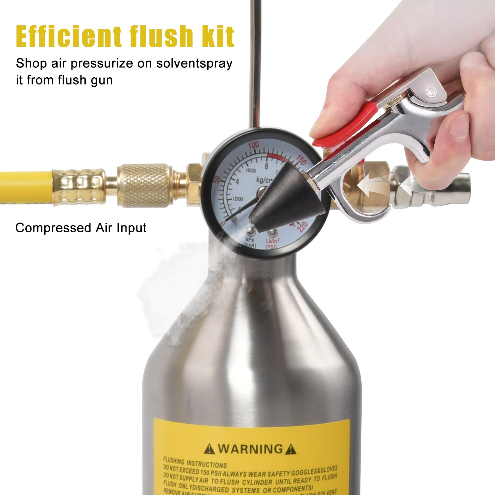 AC Flush Kit Automotive Air Conditioner System Clean Canister Flushing Gun Tool~