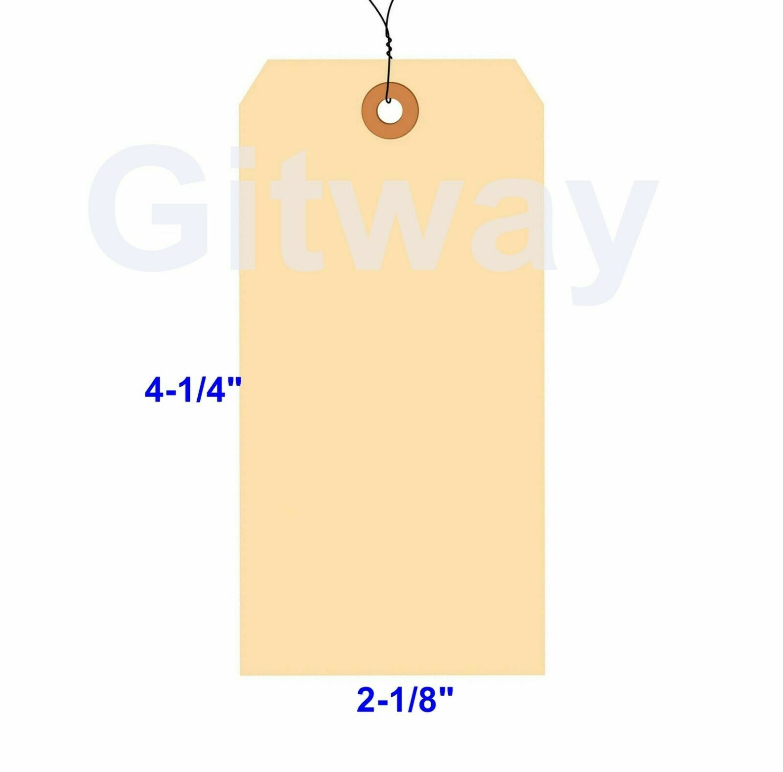 100 Pack 4 1/4″ x 2 1/8″ Size 4 Manila Inventory Pre Wired Hang Tags with Wire