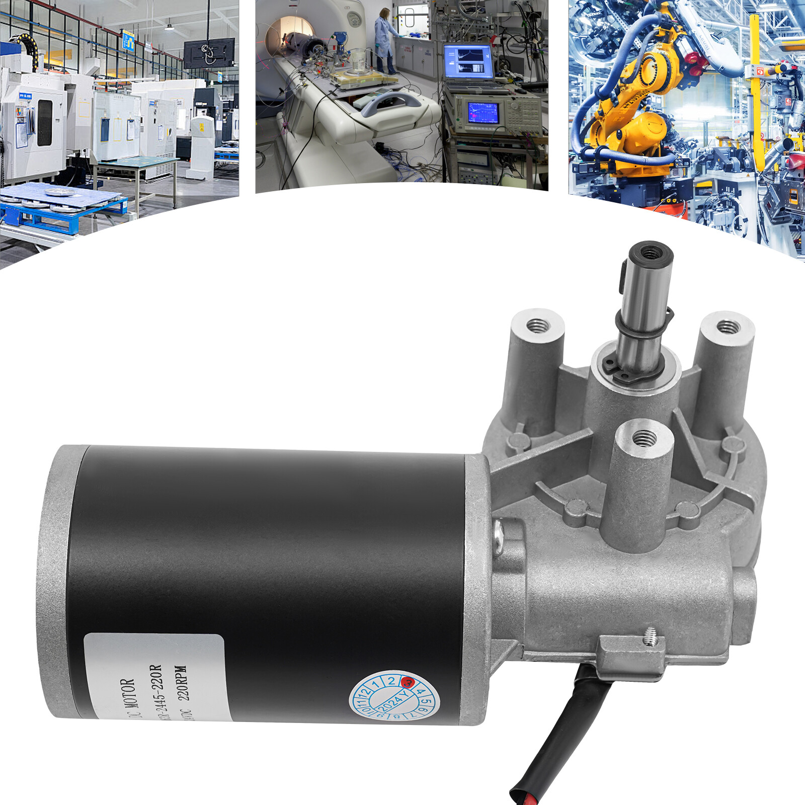 Electric Worm Gear Motor Right Angle Reversible 220 RPM Torque 45W DC 24V