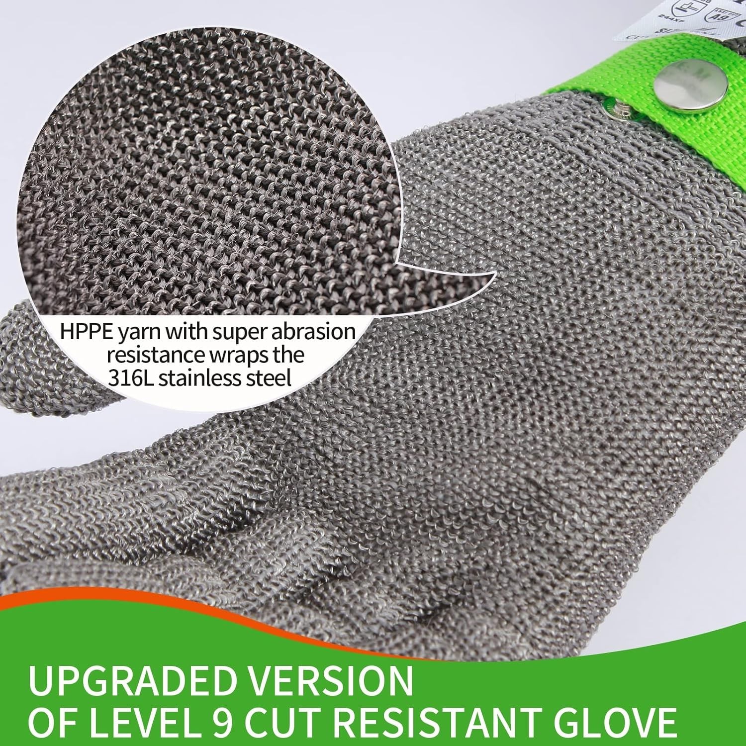 Level 9 Stainless Steel Kitchen Gloves – Ambidextrous, Large, Machine Washable