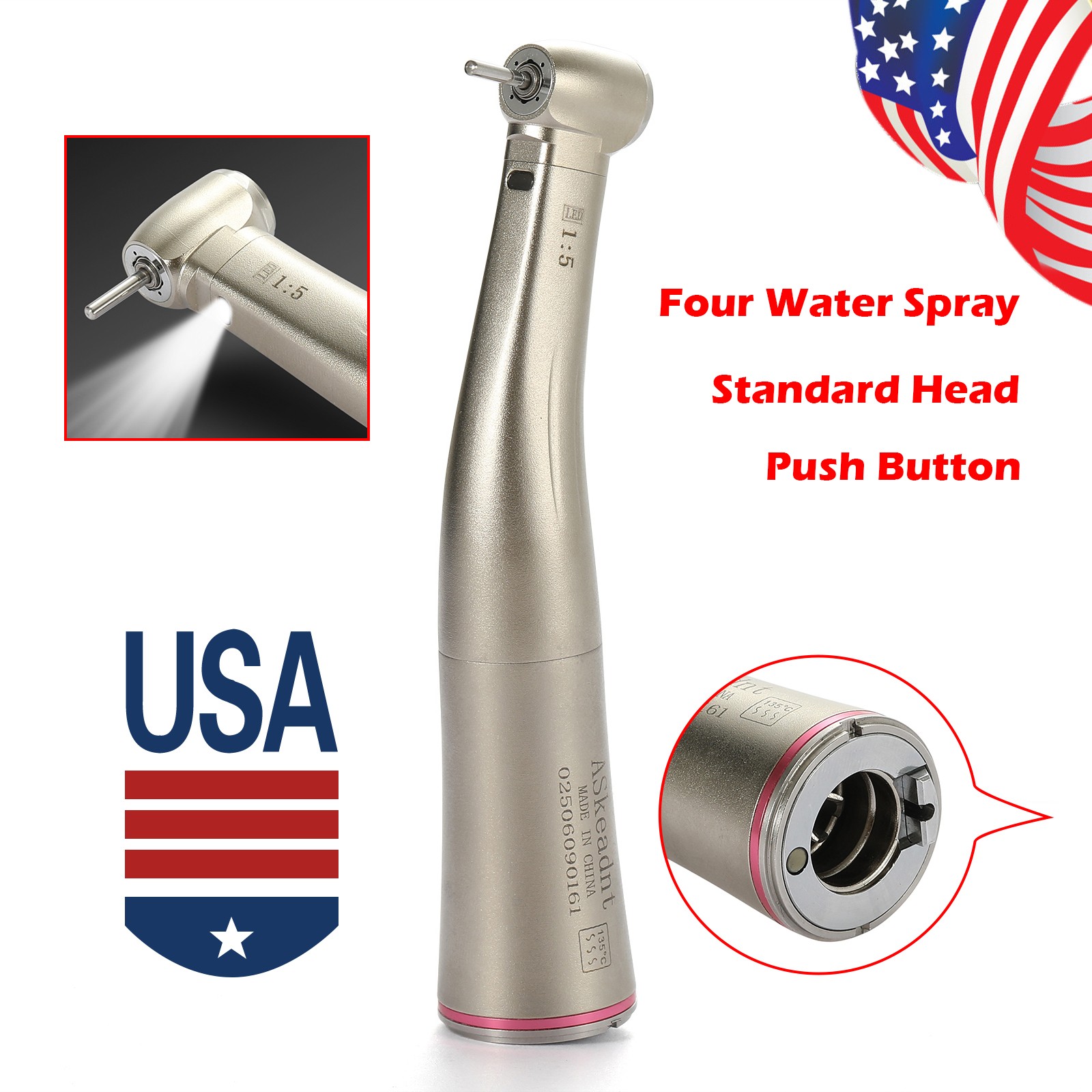 NSK Ti-MAX X95L Style Dental 1:5 LED Fiber Optic Contra Angle Handpiece Inner