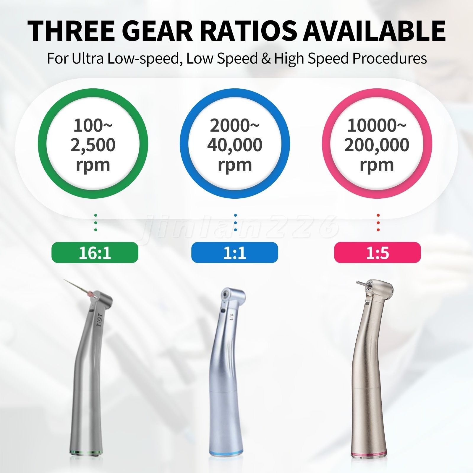 NSK Style Dental Brushless LED Micro Motor /1:5 Increasing LED Contra Angle USA