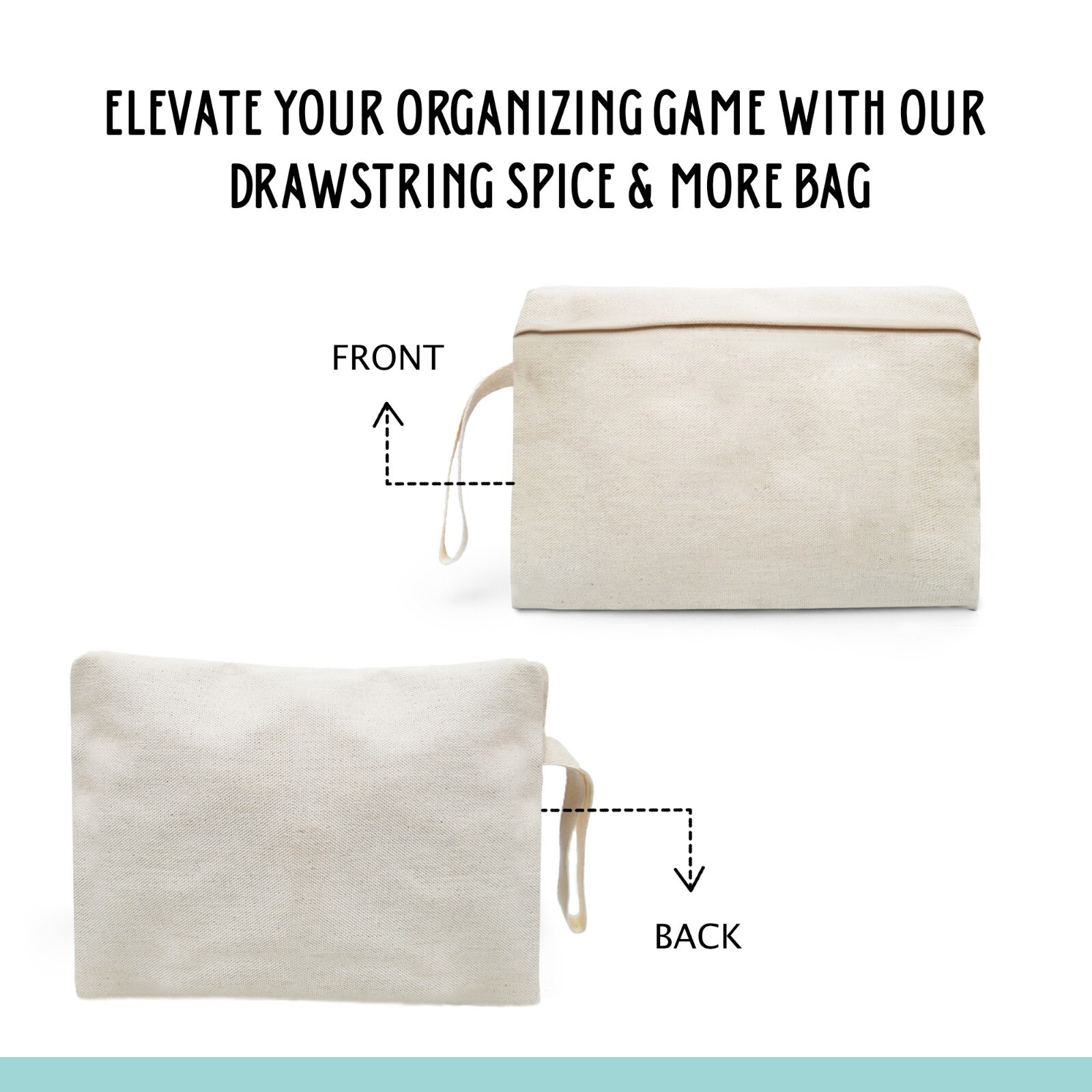 9 x 7.5 Inches Canvas Cotton Reusable Storage Premium Zipper Cosmetic Bags