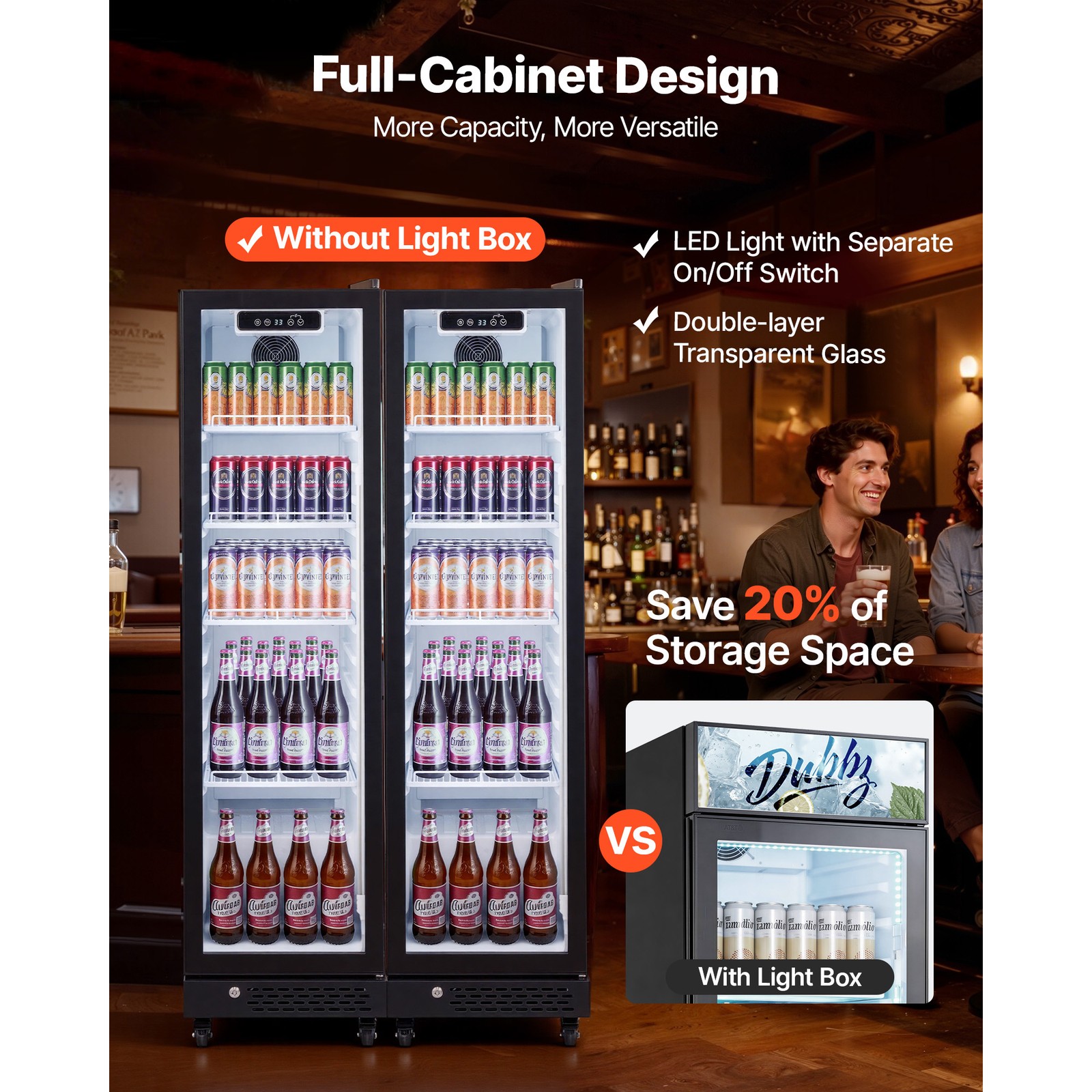Uimoso Commercial Upright Beverage Cooler with 6.9 Cu.Ft Capacity