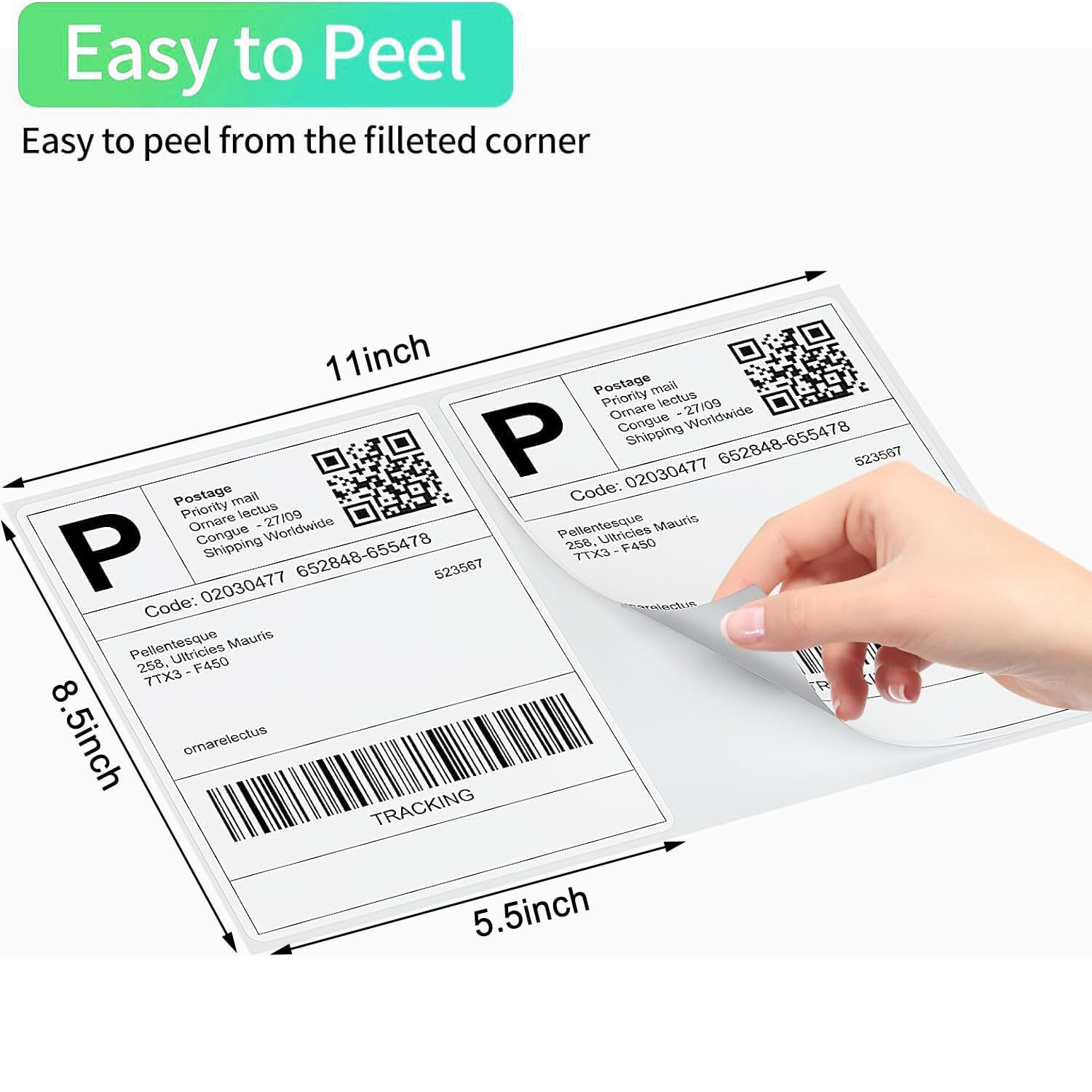 50-1000 Half Sheet Shipping Labels Page 8.5×5.5 Self Adhesive Round 2 Per Sheet