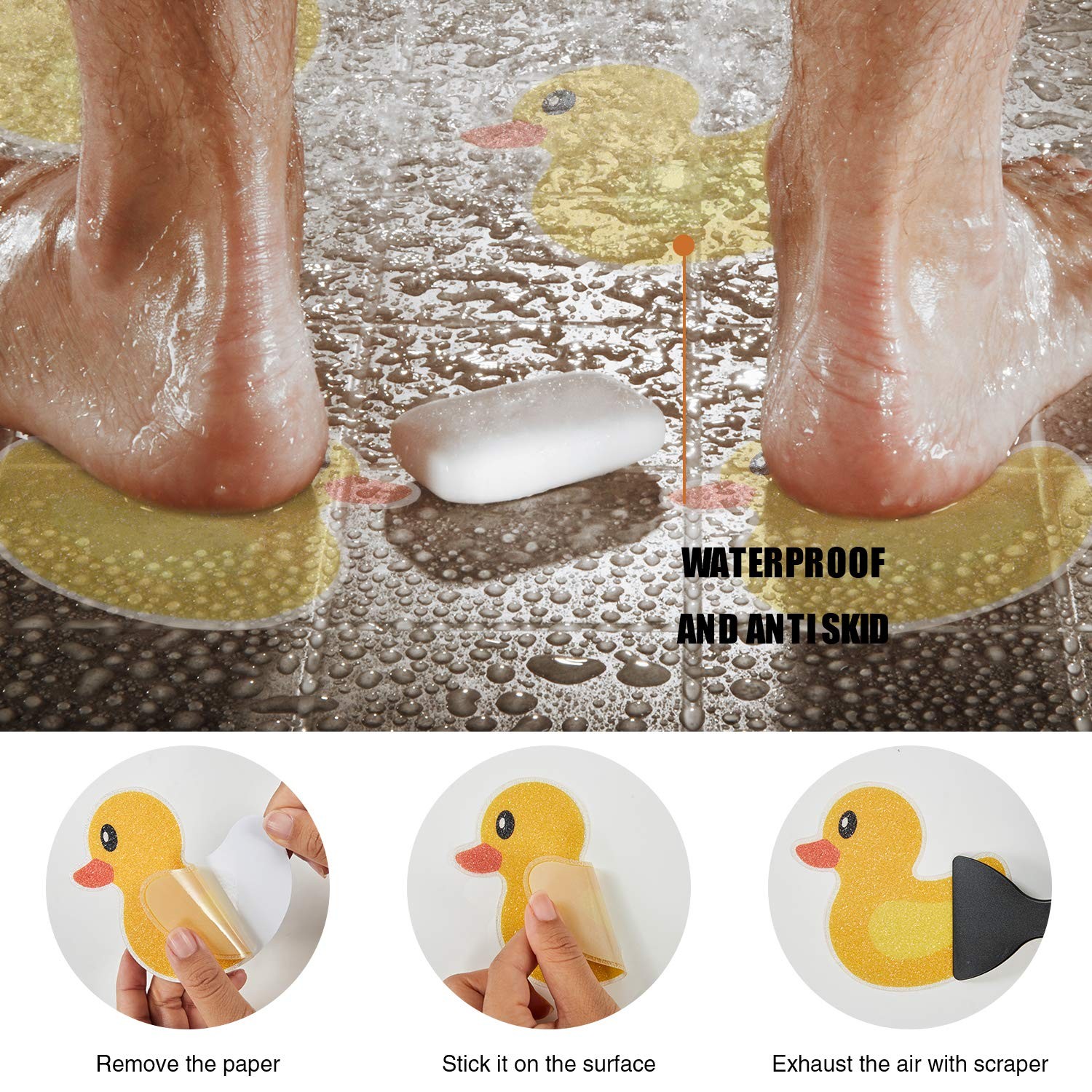 Secopad Original 20 PCS Non Slip Bathtub Stickers, Adhesive Kids Anti Yellow