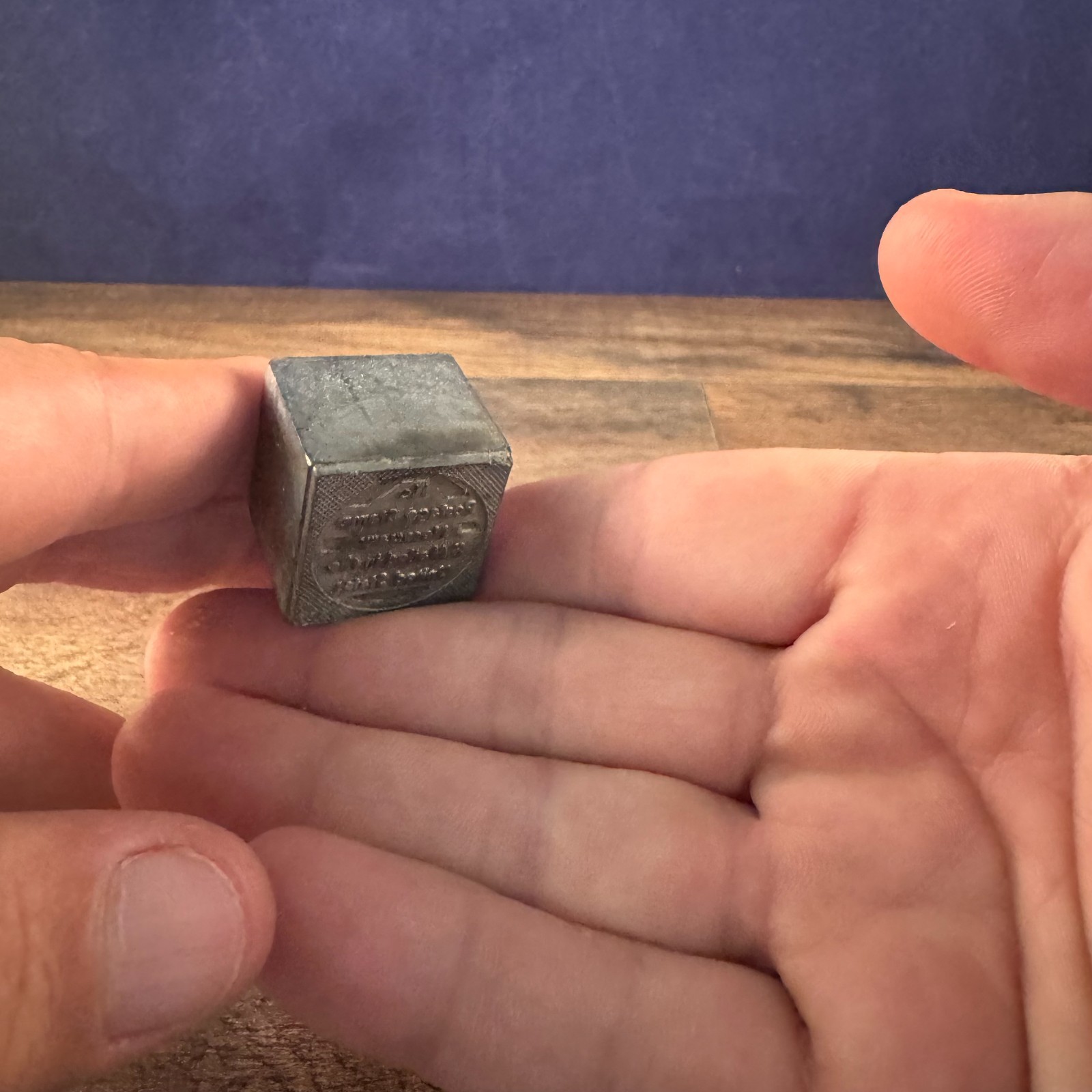 Vintage Letter Print Press Block “No Postage” Metal 1″x1″