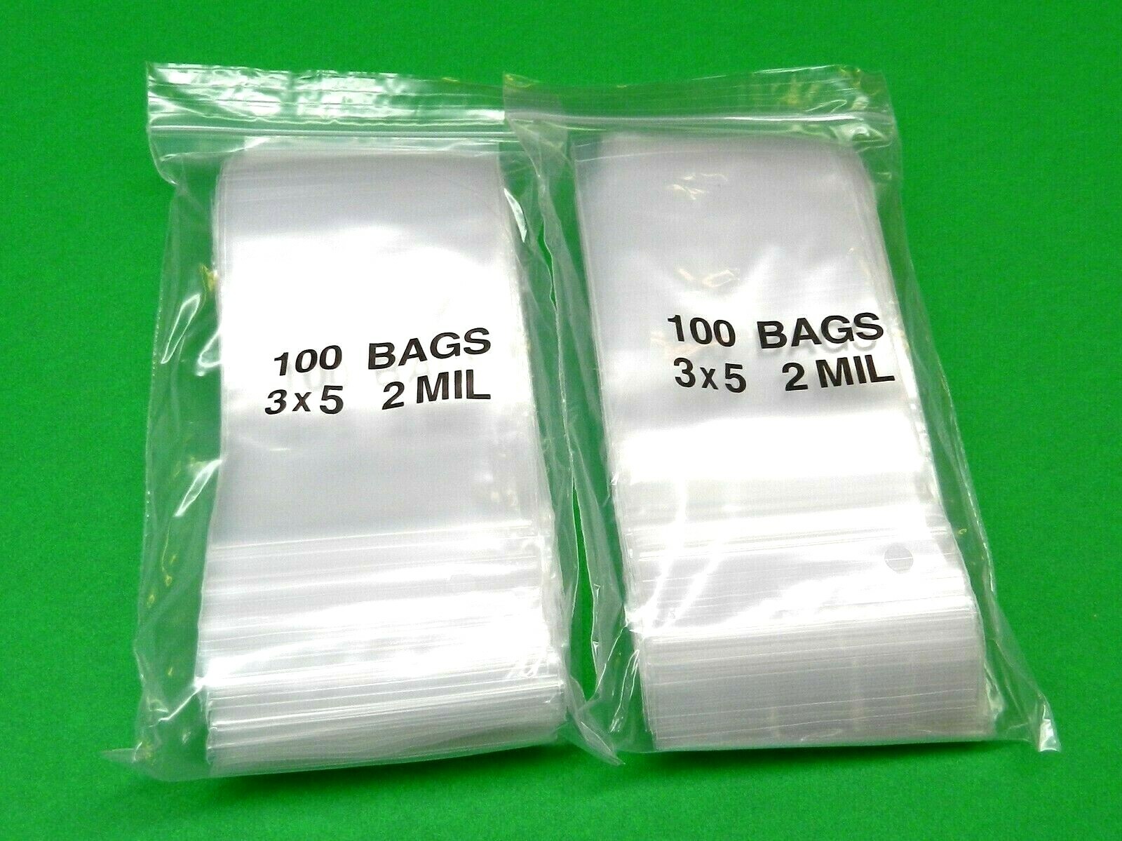 200 Clear Bags 3×5 Reclosable 2 mil Poly Bags 2mil 3″ x 5″ Squeeze Top Baggies