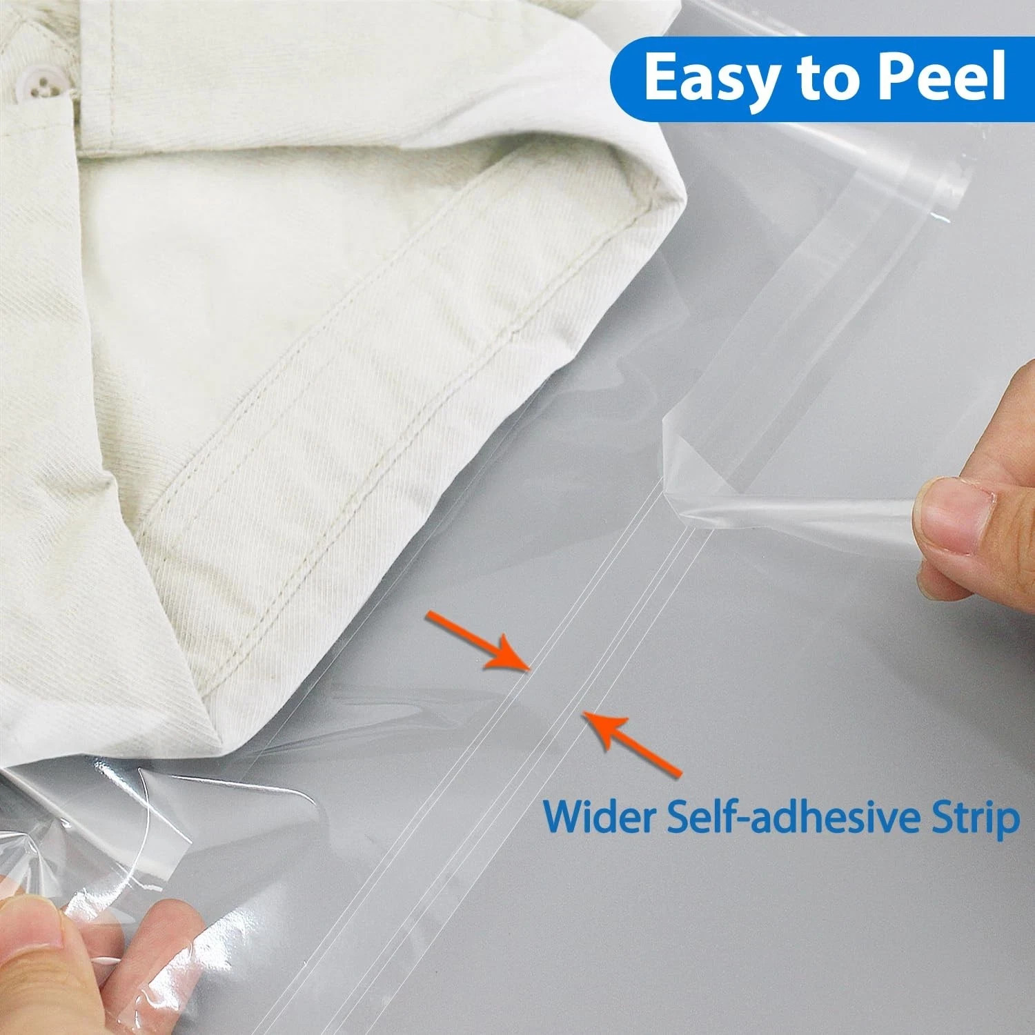 12 x 15 Clear Plastic T-Shirt Bags with Clothing Size Stickers, 100 Pcs Cel