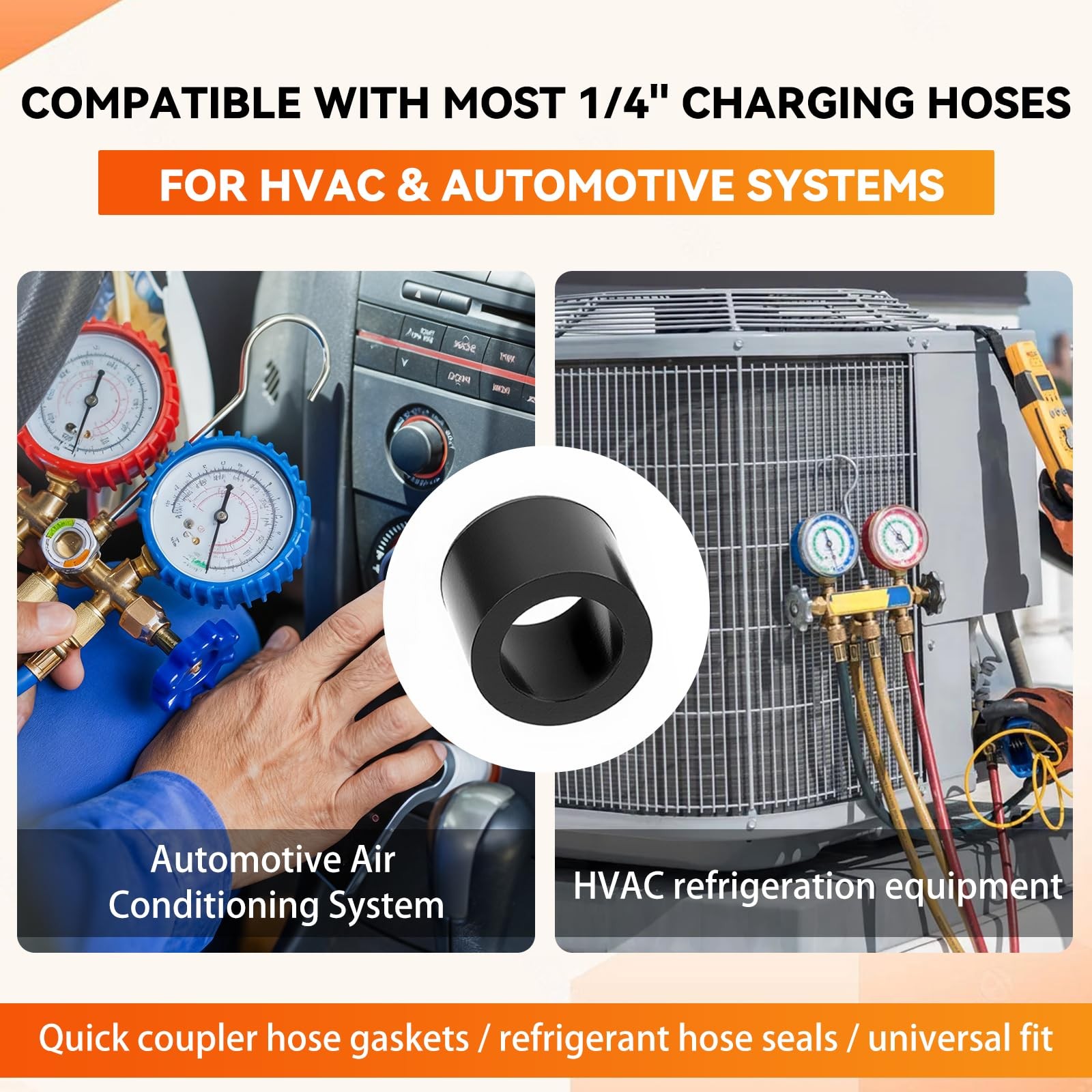 40083 HVAC Hose Gasket 1/4″, AC Charging Hose ORing Seals, LeakProof Replacem…