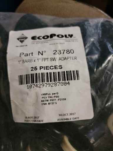 Flair It Ecopoly Pex 1 in barb x 1 in FPT SW ADAPTER 28780 Whole Bag
