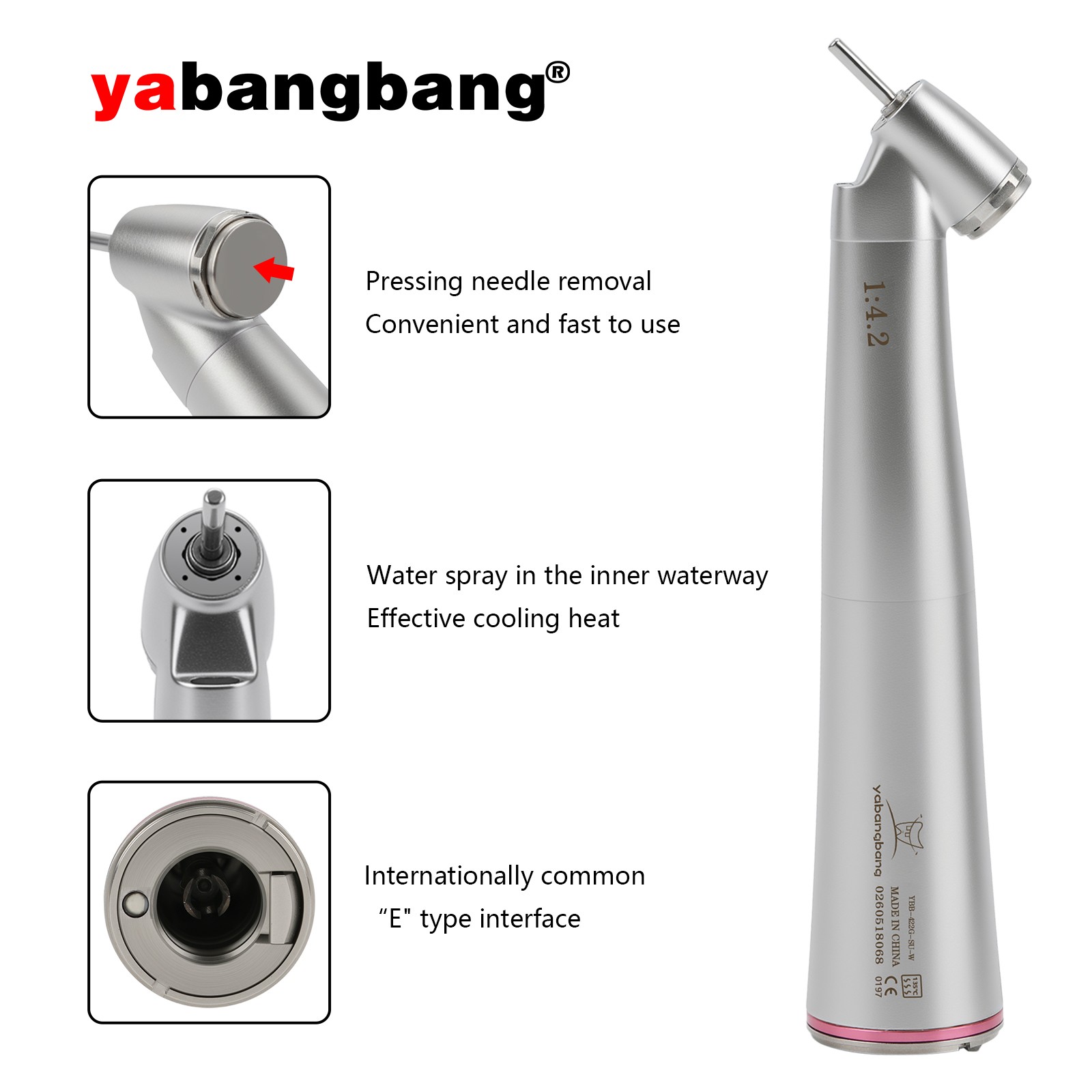 Dental Optic Fiber LED 1:4.2 Increasing Handpiece 45°Angle Head External Channel