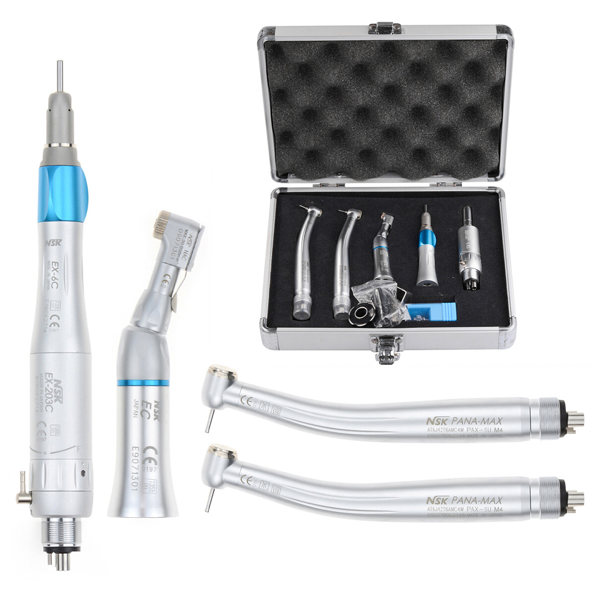 NSK Type Dental PANA MAX PUSH High Speed Handpiece+Low Speed EX203C+AL-BOX 4H CE