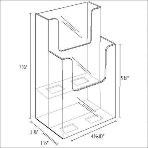Dazzling Displays Clear Acrylic 2-Tier 4″ x 9″ Countertop Brochure Holder