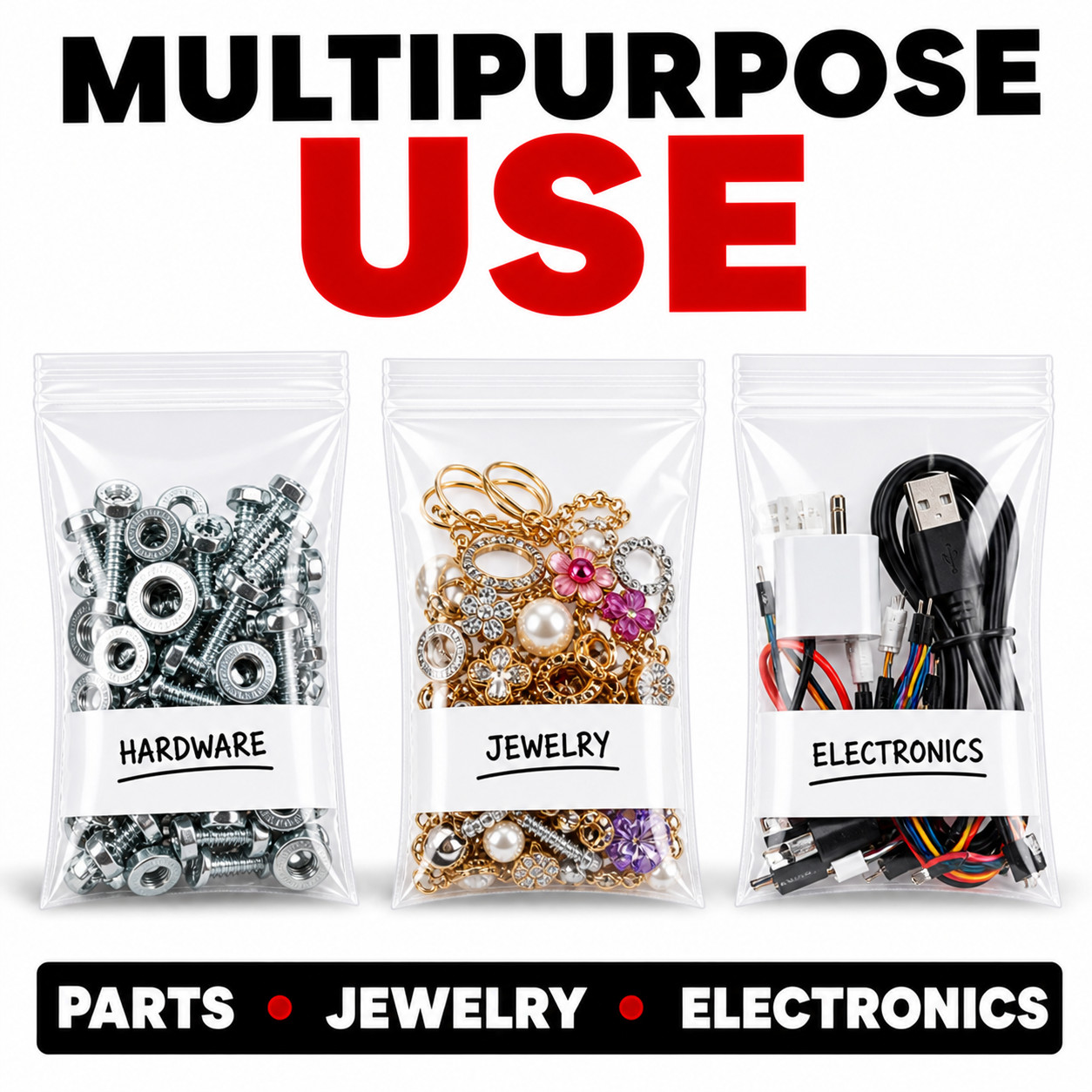 3×5 Clear Zip Poly Bags 2 Mil Reclosable White Block Bulk 1000 2000 3000 5000