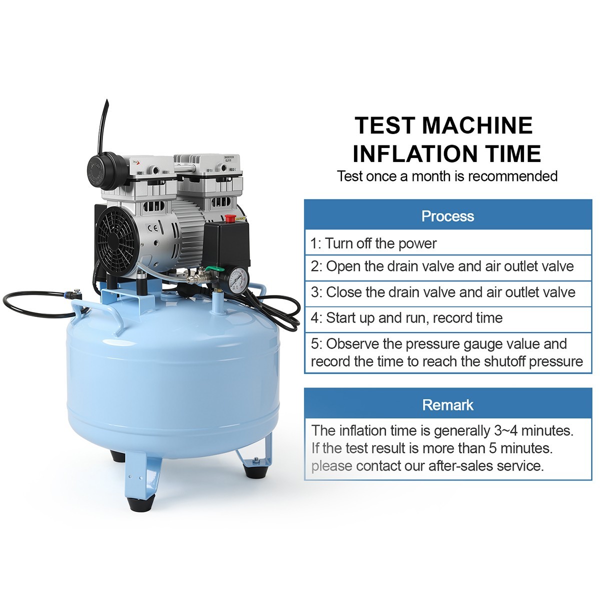 Dental Oil-Free Air Compressor 800W 40L Tank 58dB Ultra-Quiet Operation