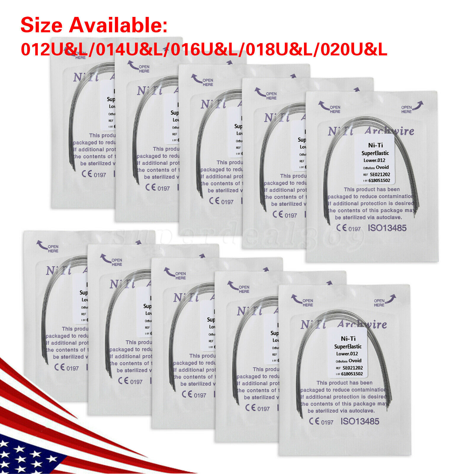 Dental Ortho Super Elastic Niti Round Arch Wire Ovoid 012-020upper/lower all OR