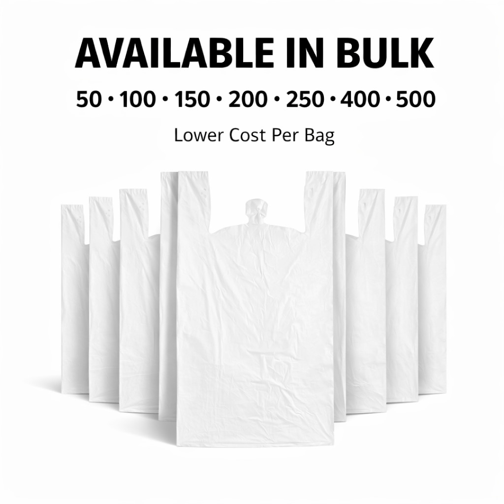 Jumbo T-Shirt Bags 20x10x36 0.71 Mil Heavy Duty Plastic Grocery Carry Out Bags