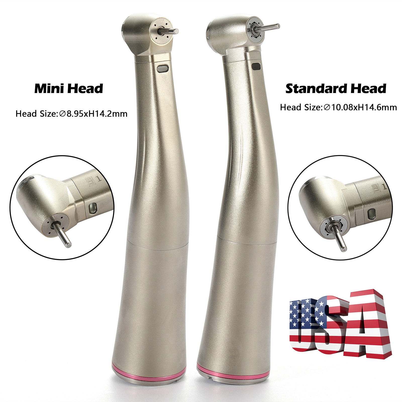 Dental Optic Fiber 1:5 Contra Angle Handpiece Mini Standard Head Inner Water