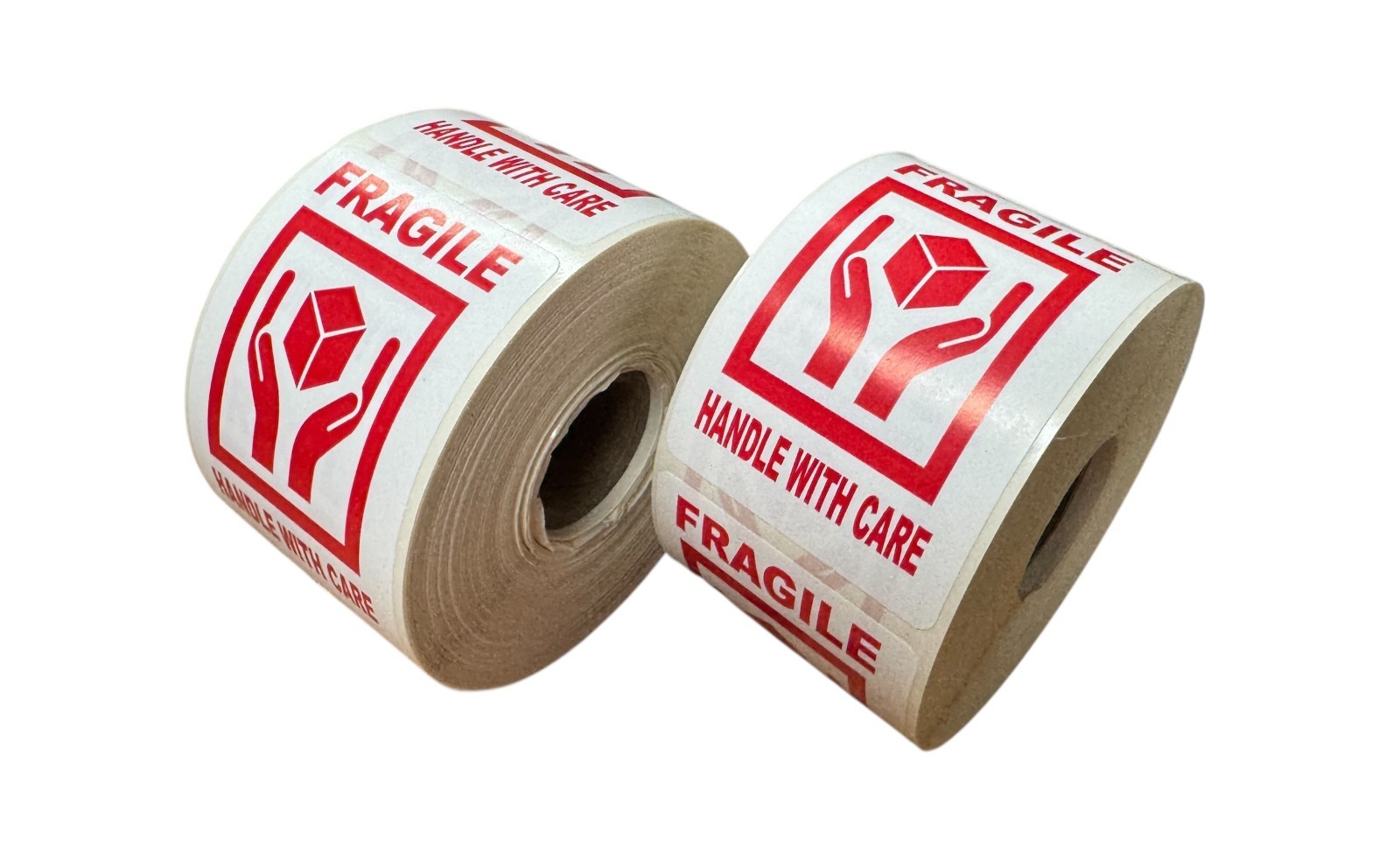 2×3, FRAGILE (Hands holding box icon), 500 labels per roll, 1-60 Rolls