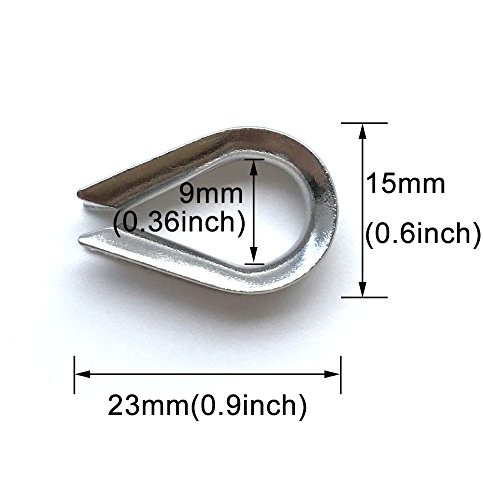 50 PCS M3 Stainless Steel Thimbles for 1/8 Inches Diameter Wire Rope