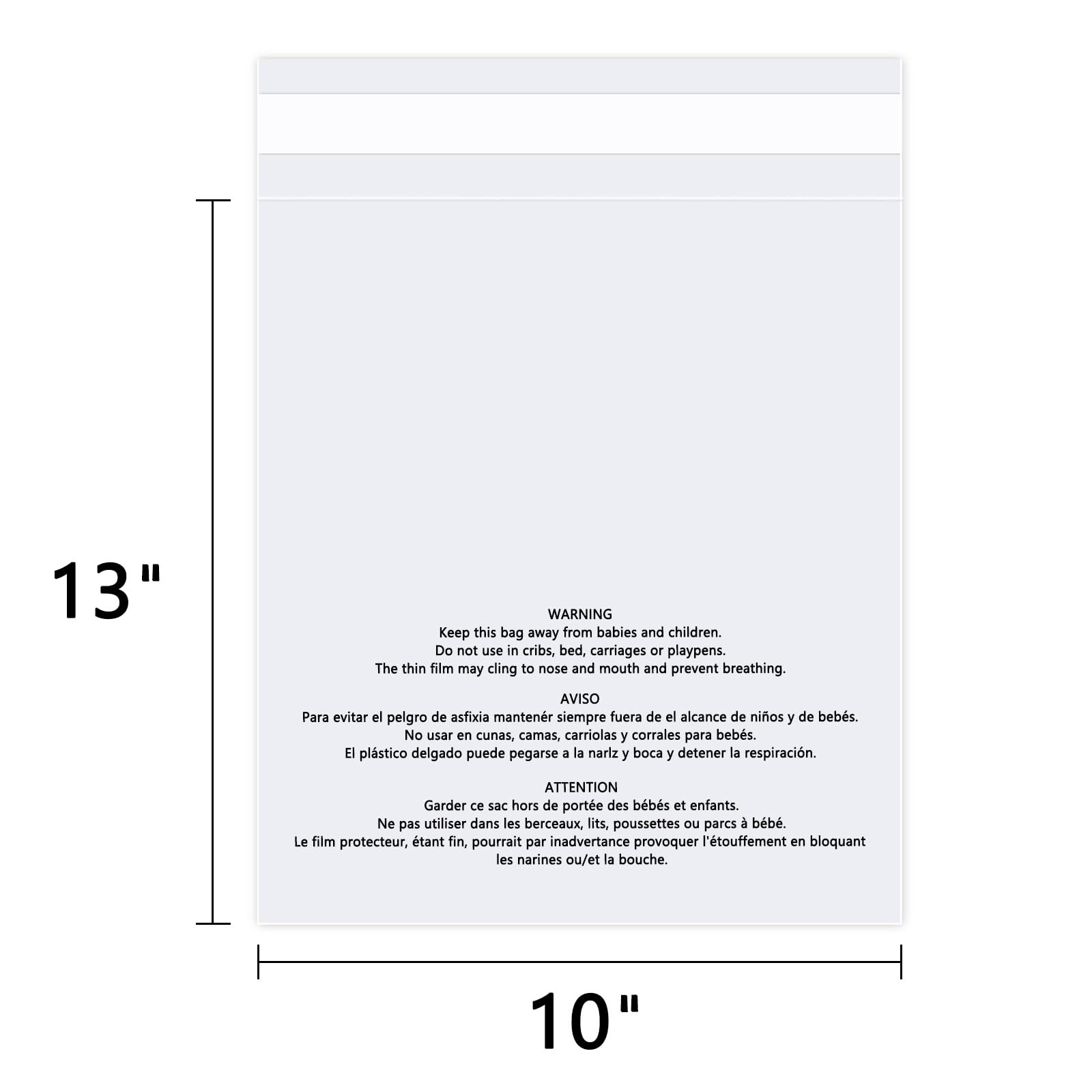 WEPOLY 10×13 Clear Poly Bags 1000 Count Self Seal for Clothing FBA