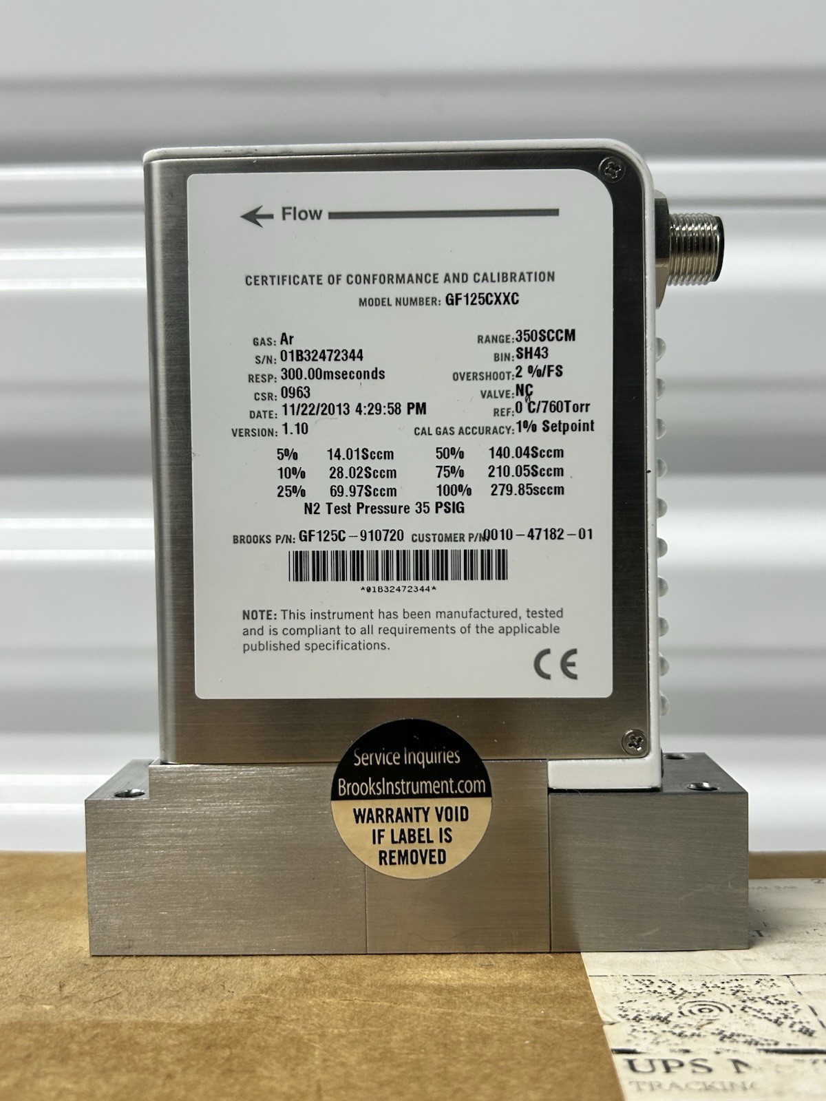 Brooks GF125CXXC GF Series Thermal Mass Flow Controller MFC 350 SCCM Ar