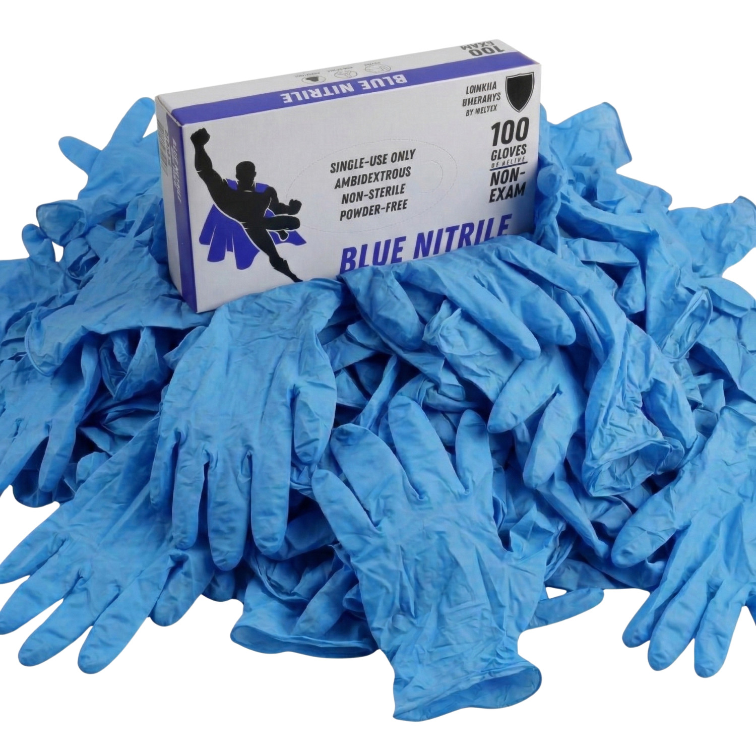 1000 Blue Nitrile Powder-Free Disposable Gloves Medium 3 MIL Finger-Textured
