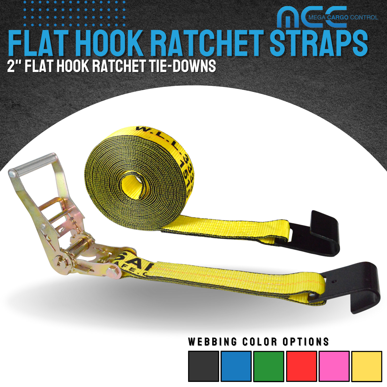 USA Heavy Duty 2″ x 40′-60′ Ratchet Strap Flat Hook Flatbed Truck Farm Tie Down