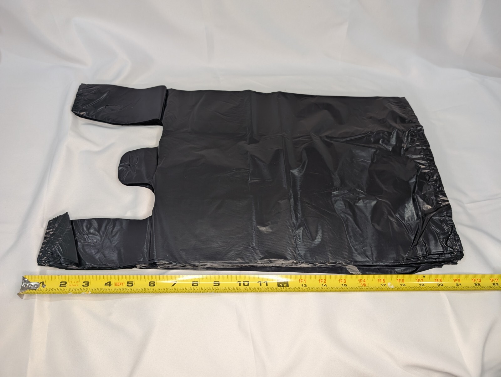 Large Black Plastic Grocery Shopping T-Shirt Bags (21 x 6.5 x 11.5 inches) 600pc