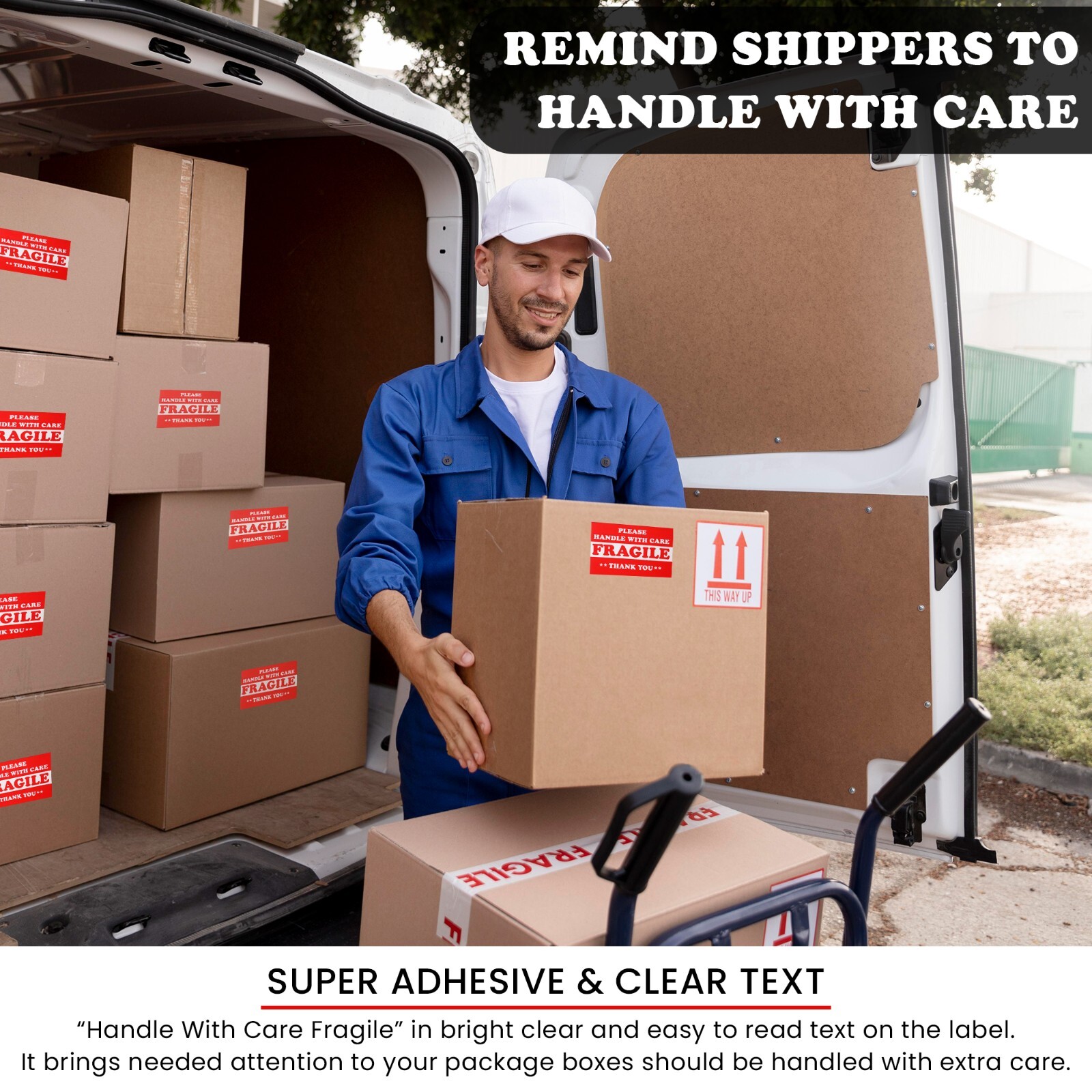 1000 pieces 3″ x 5″ Handle With Care Fragile Label Sticker Self Adhesive Warning
