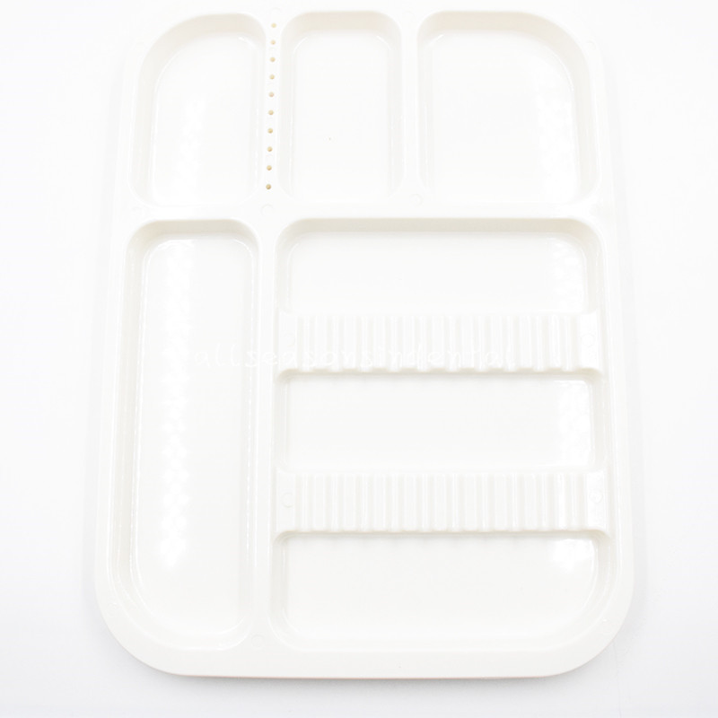 Autoclavable 135°C Dental Separate Divided Tray Plastic & 10 Drilled Holes White